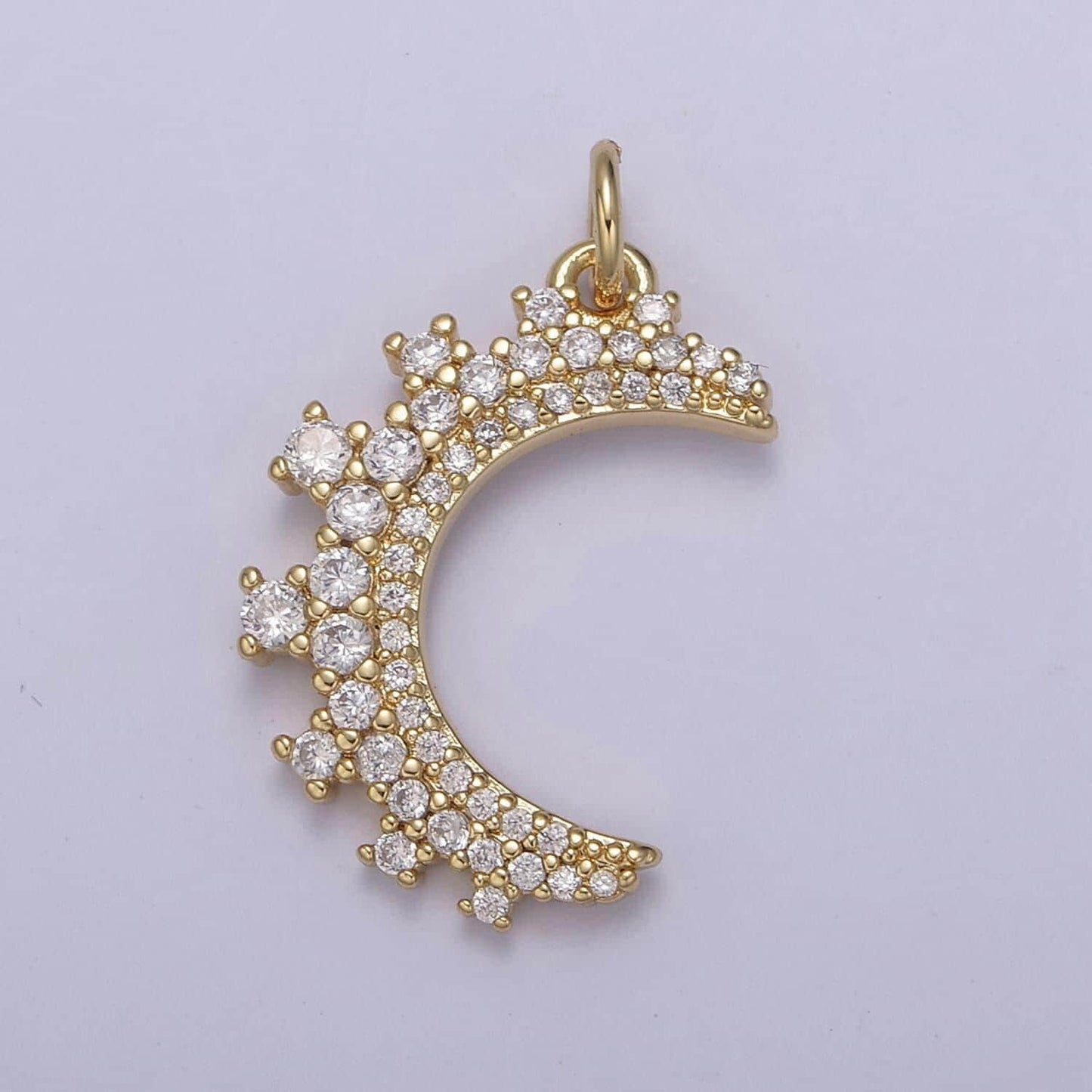 Dainty micro pave crescent moon pendant in 5 cz color 14k gold filled | diy fashion jewelry charm add on necklace bracelet earring | n-783