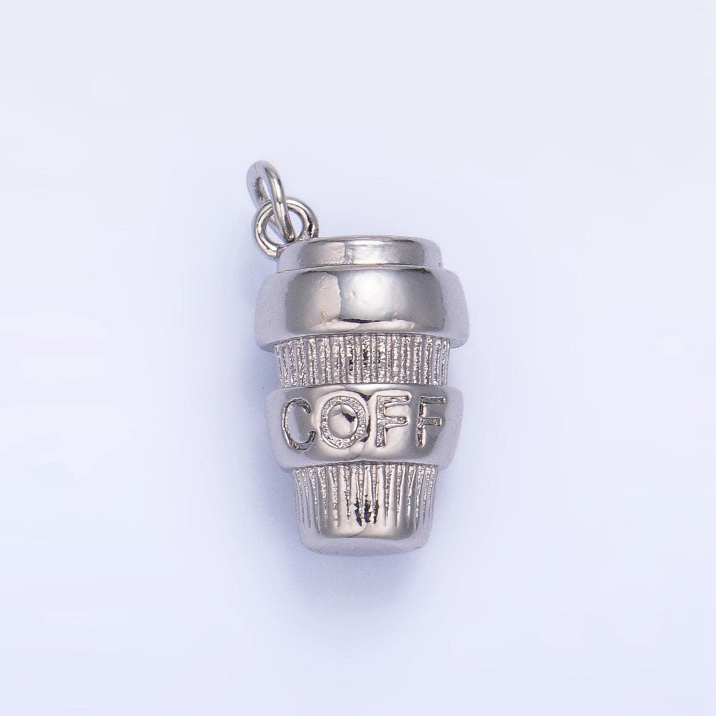 3d mini gold filled coffee tumbler dangle charm, silver coffee cup shape jewelry pendant, coffee mug charms for coffee lovers gift idea w670