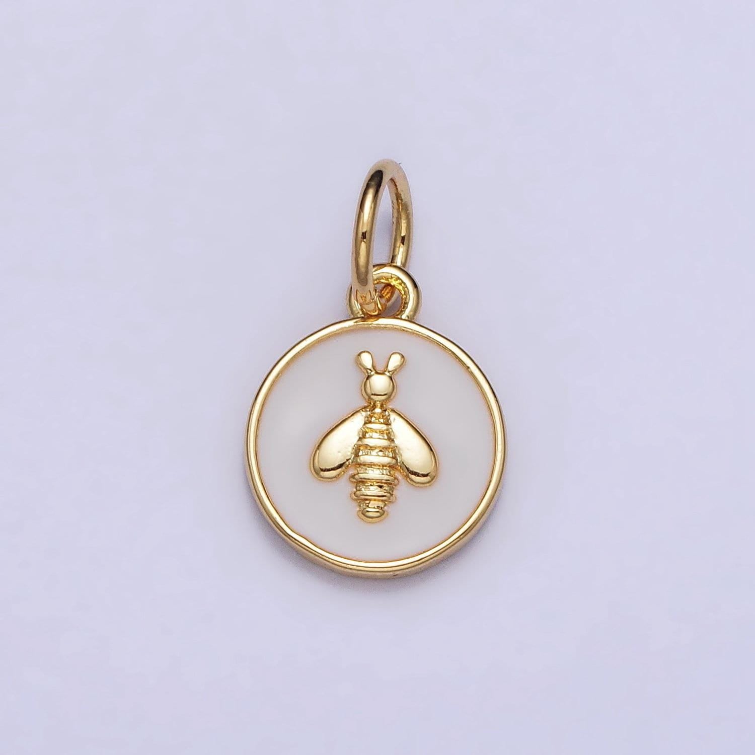 Mini gold filled bee charm necklace bracelet earring supply white enamel charm ac990