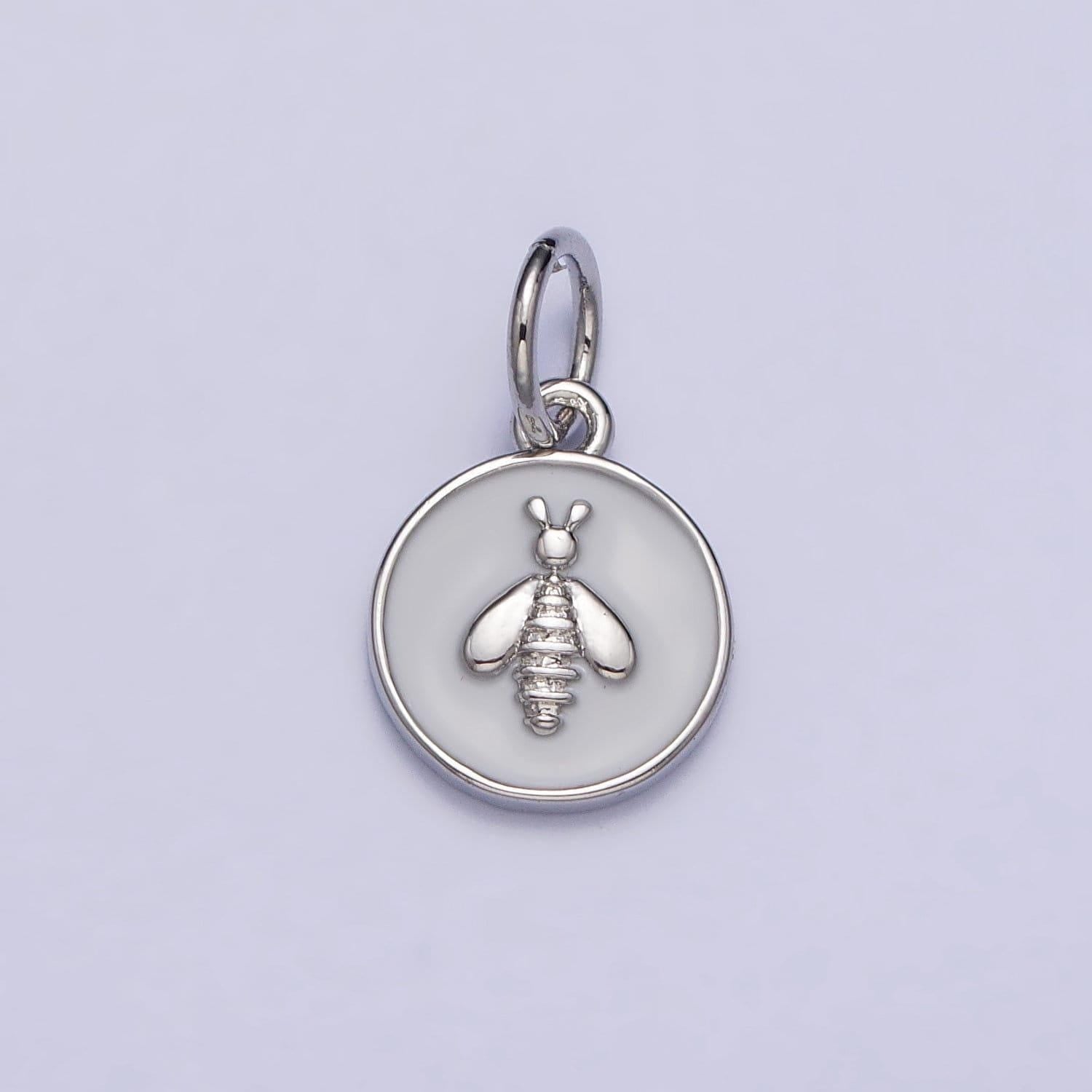 Mini gold filled bee charm necklace bracelet earring supply white enamel charm ac990