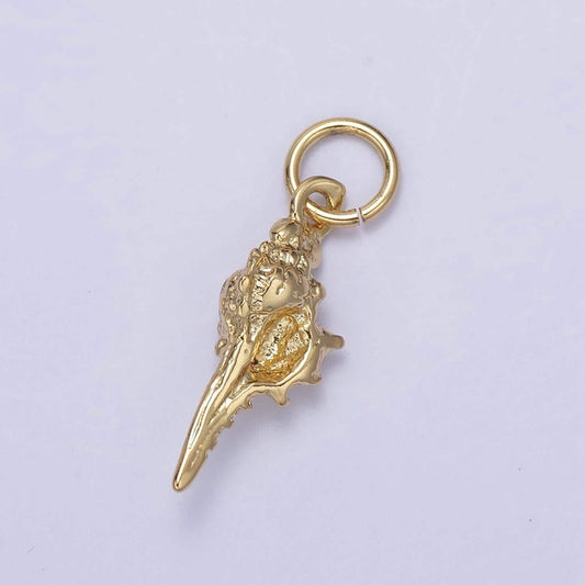 Dainty gold conch sea shell pendant micro summer ocean snail shell charm | diy fashion jewelry add on necklace bracelet | n-869