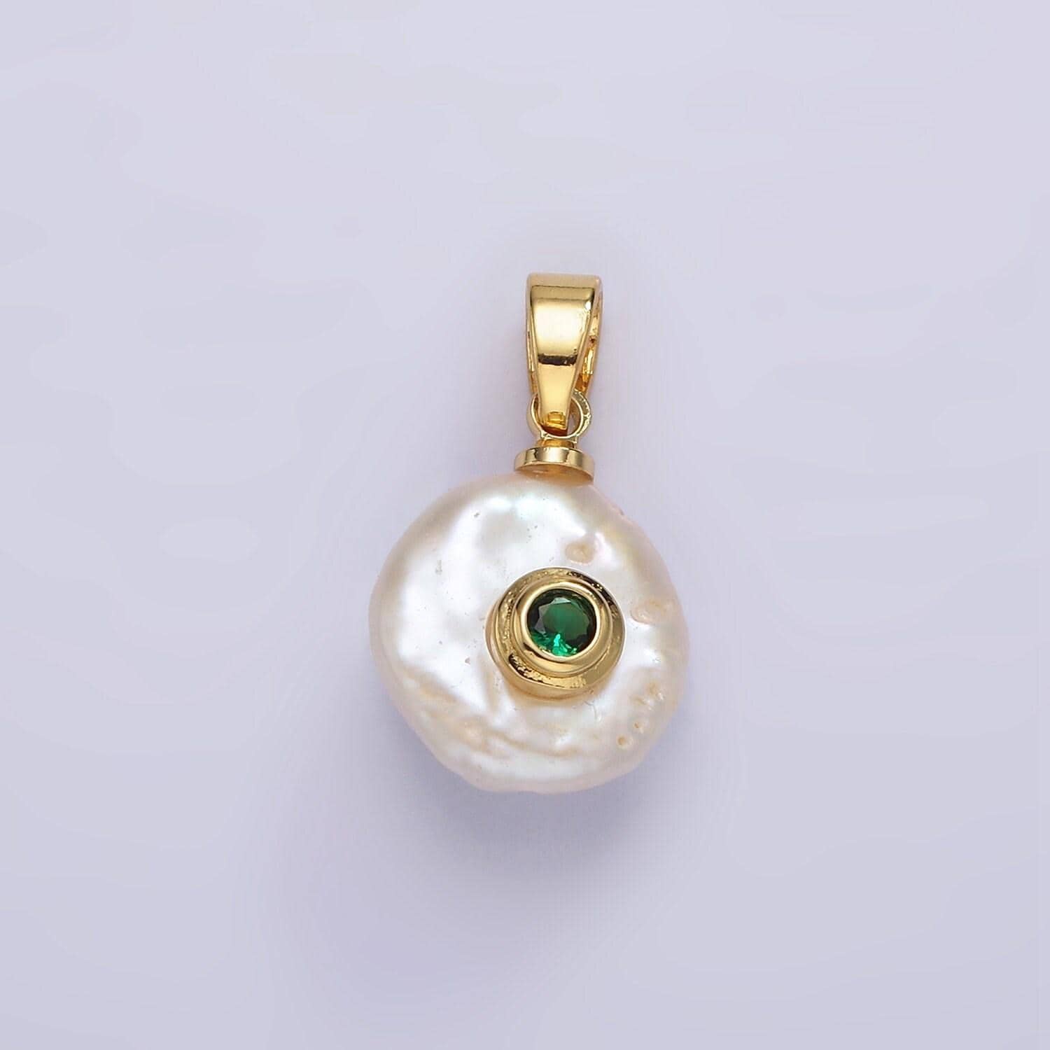 Freshwater pearl pendant cz freeform pearl round oval cz charms for bracelets necklace jewelry orange, purple, green, blue cz
