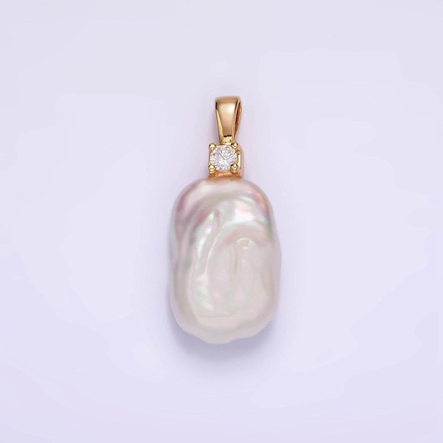 Freshwater pearl 19mm rectangle pearl white genuine luster square baroque freeform pearl charm pendant wholesale pearl p1600