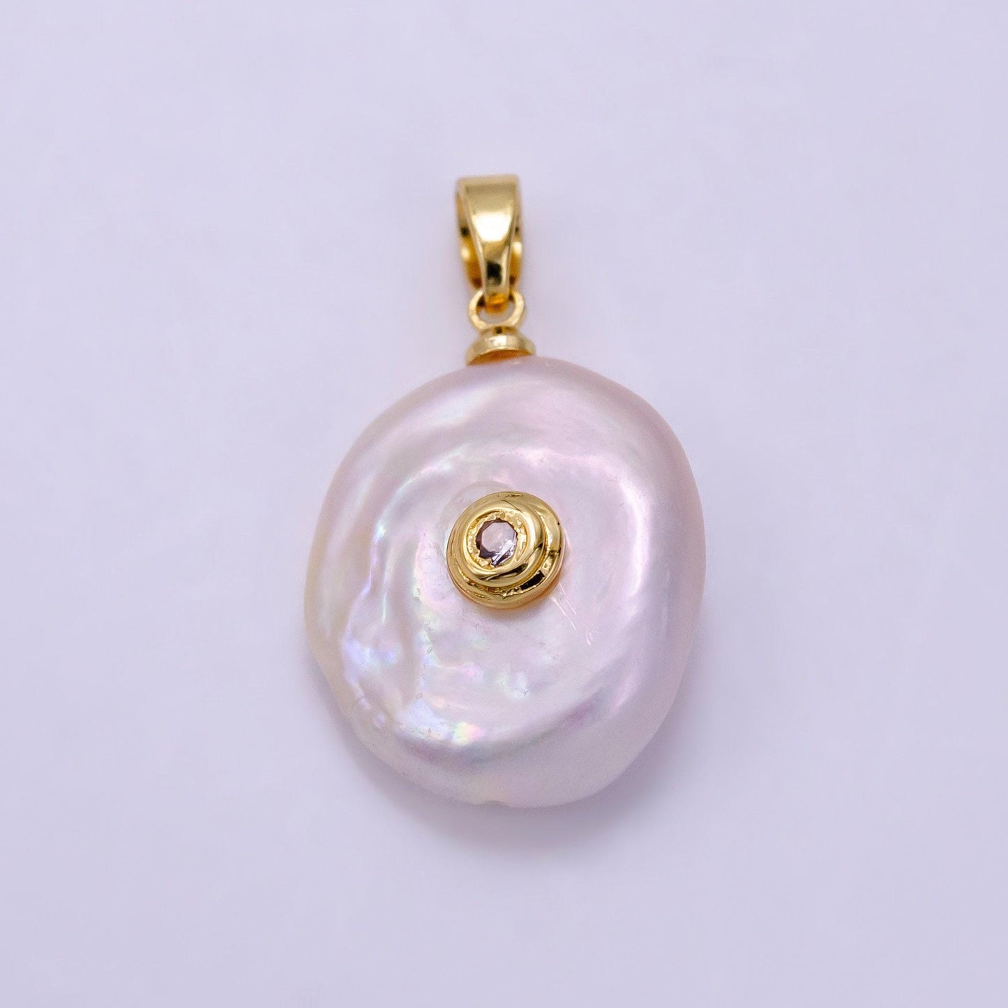 Freshwater pearl pendant cz freeform pearl round oval cz charms for bracelets necklace jewelry with clear, blue cz stone for wedding jewelry