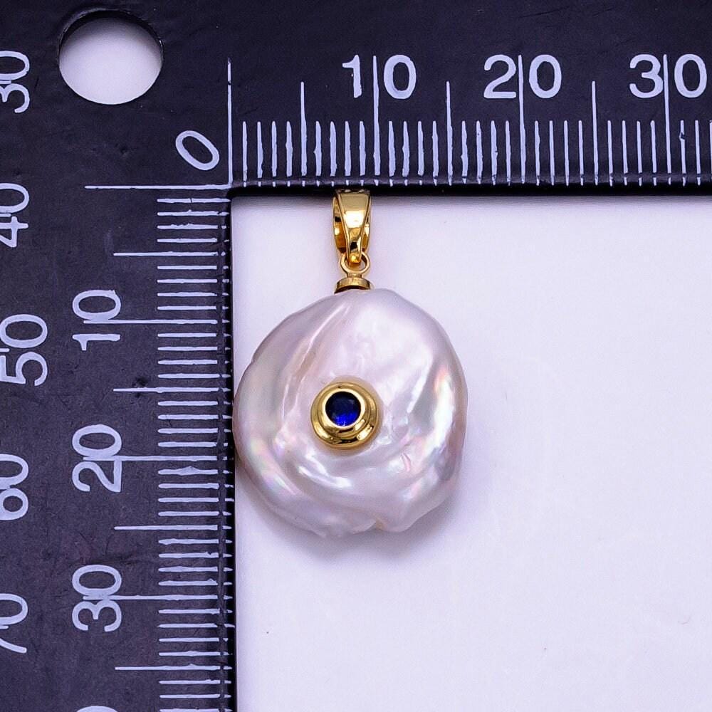 Freshwater pearl pendant cz freeform pearl round oval cz charms for bracelets necklace jewelry with clear, blue cz stone for wedding jewelry