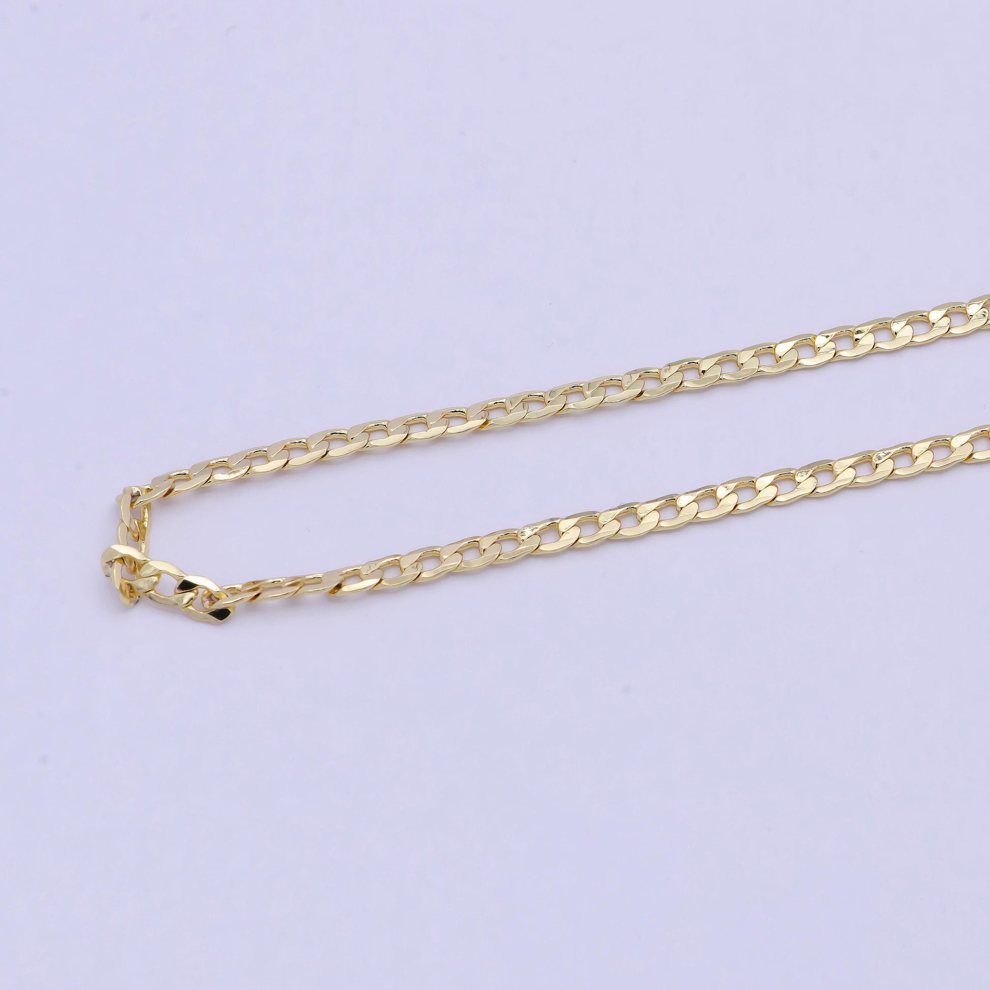 24k gold filled unfinished dainty miami flat curb chain by yard, wholesale bulk roll curb chain for jewelry making | roll-736