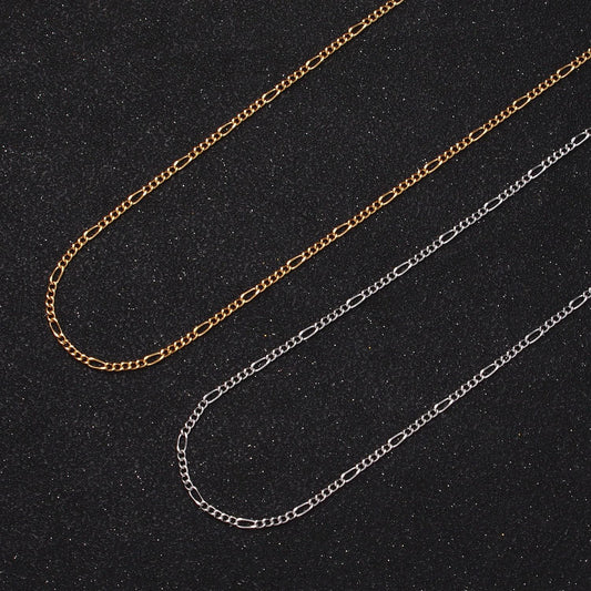 24k gold filled dainty 1.3mm figaro chain by yard, gold & silver wholesale bulk jewelry making unfinished chain by yard | roll-984, roll-985