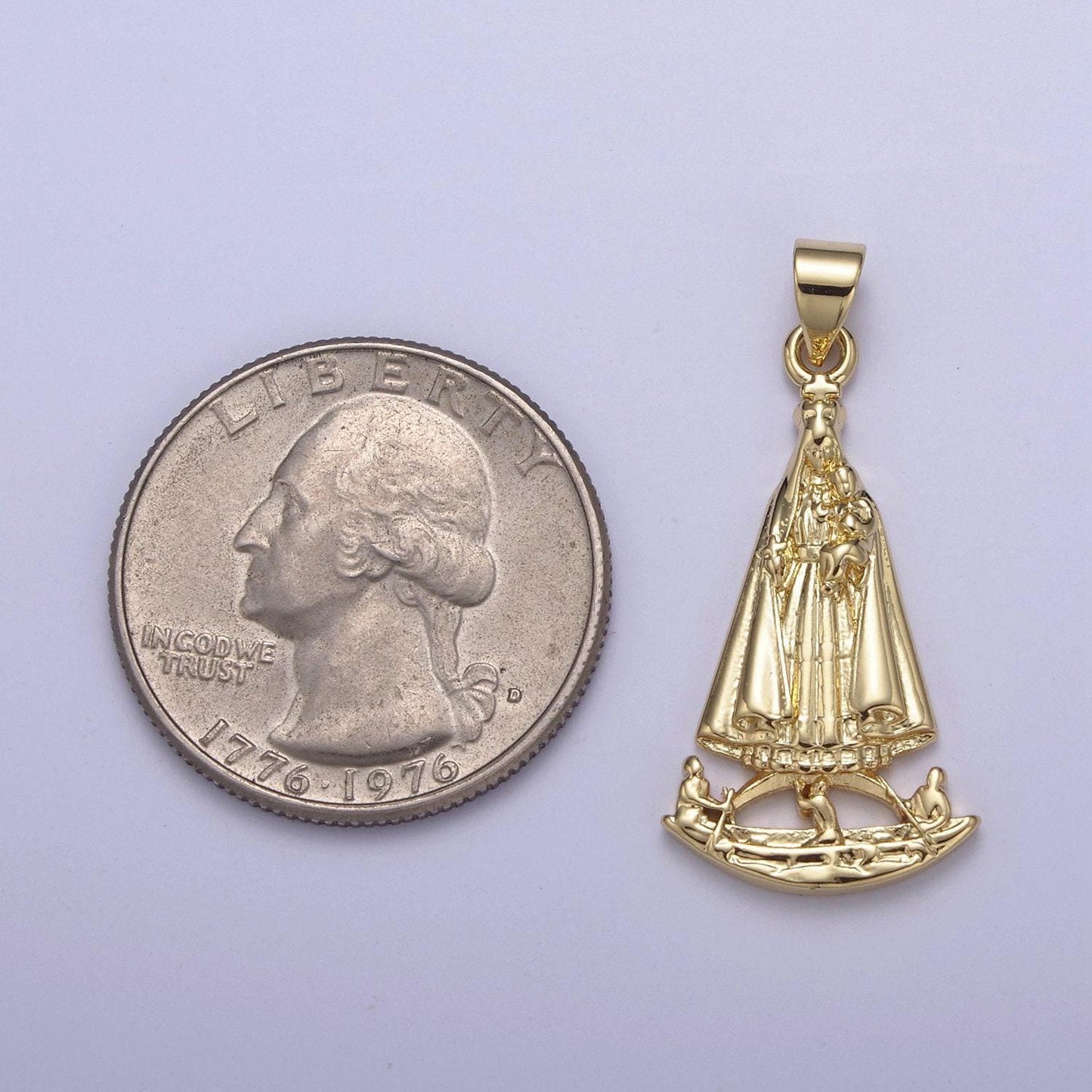 24k gold filled religious lady charity, caridad del cobre, catholic christian bible story pendant, gift for baptism & faith h-775