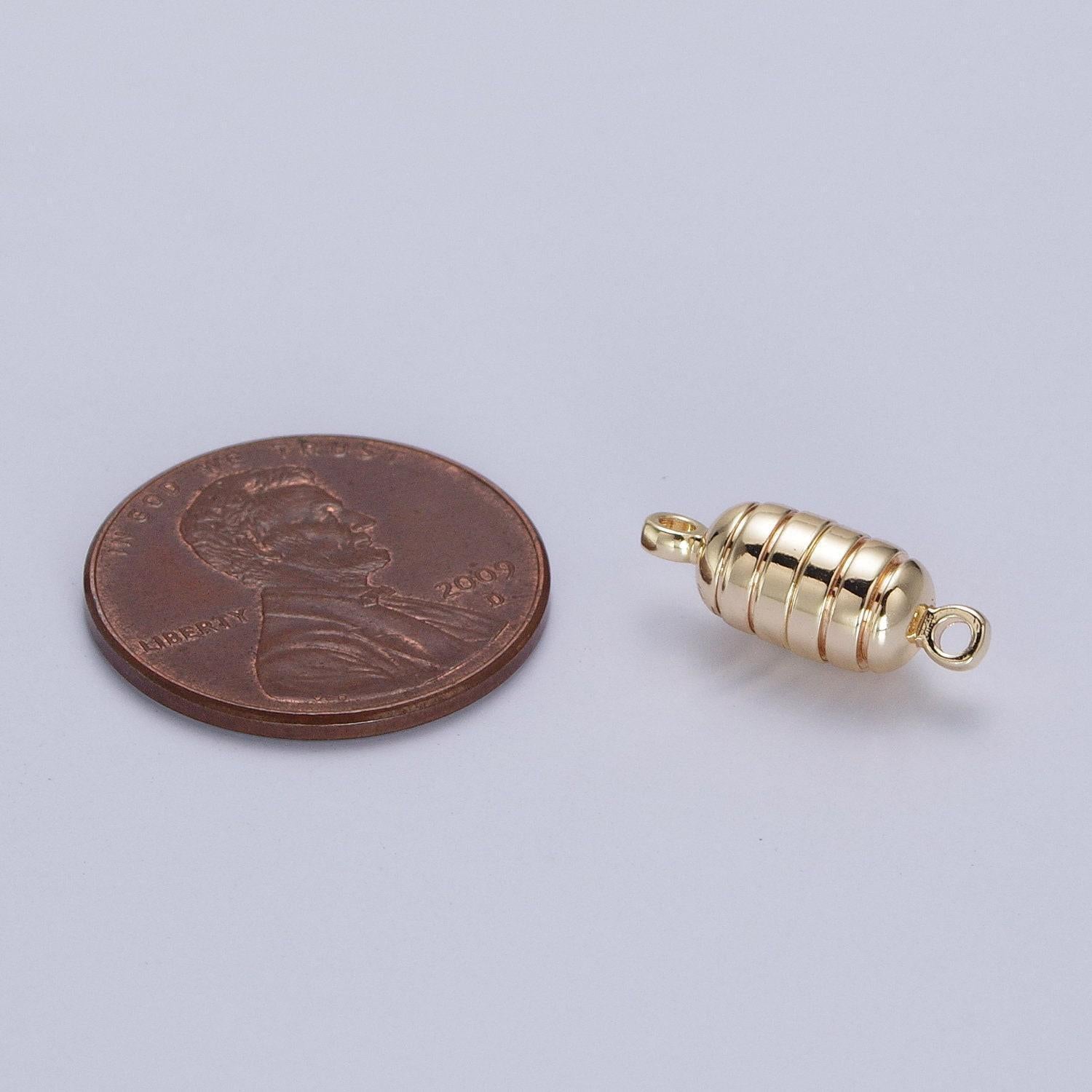 Gold magnetic oval line textured connector clasps hooks closure supply for jewelry making supply wholesale findings z044