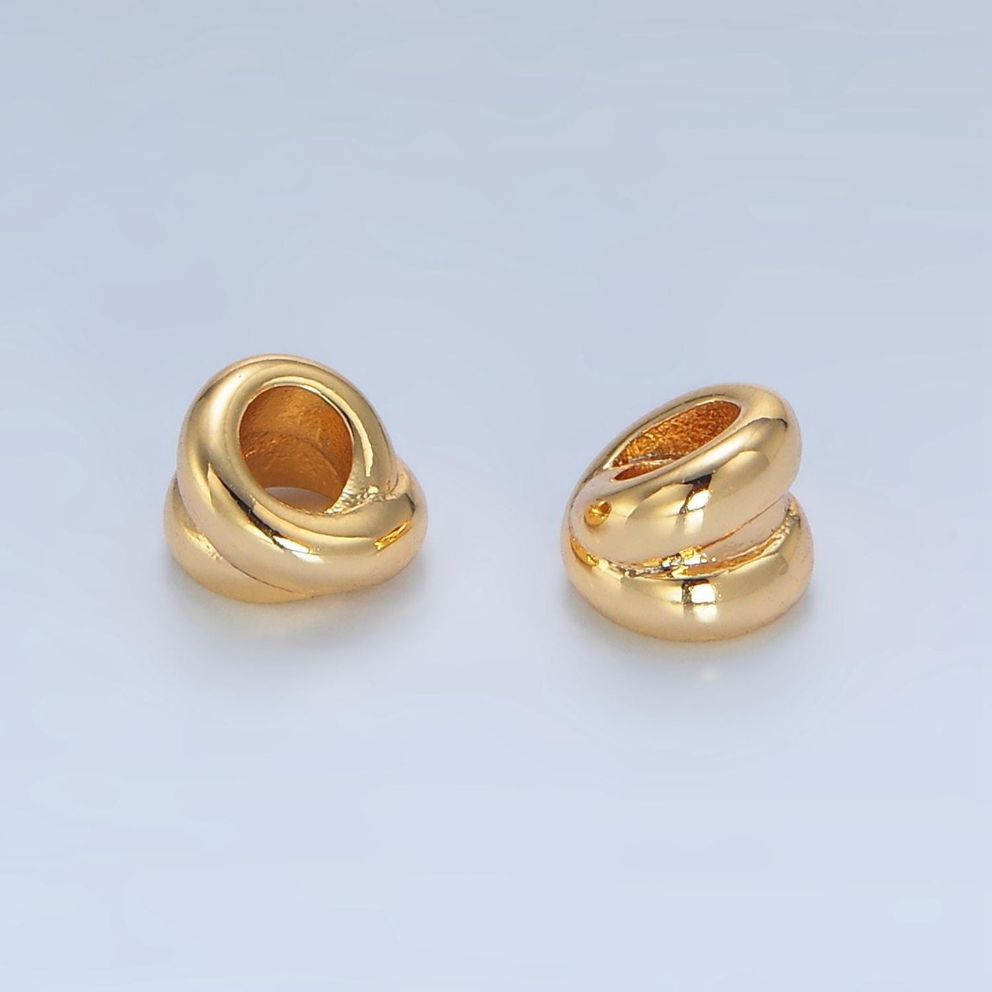 Minimalist 6mm double band 24k gold filled bead spacer | b-562