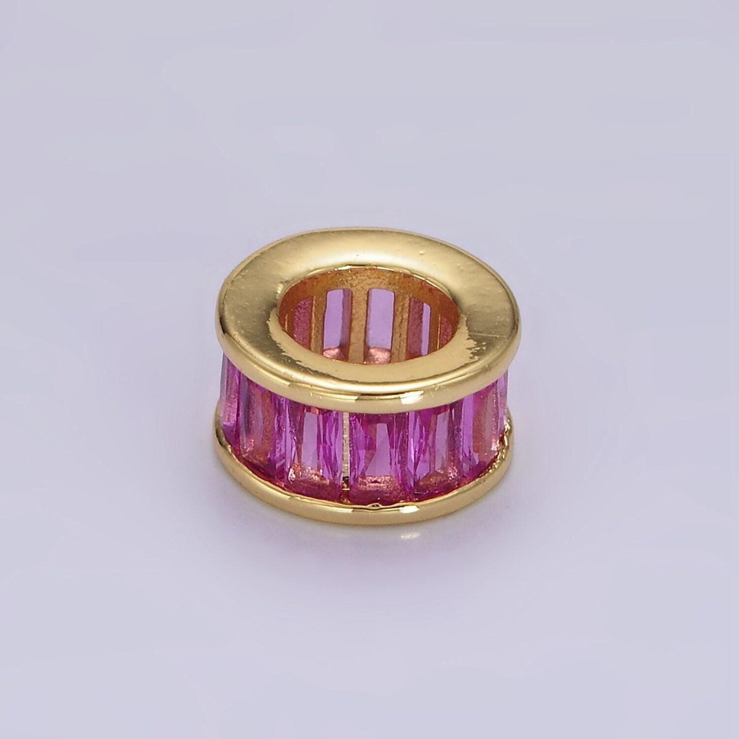 1pc gold filled baguette cz stone large hole round spacer beads 10mm birthstone charm for personalized necklace bracelet jewelry making b861
