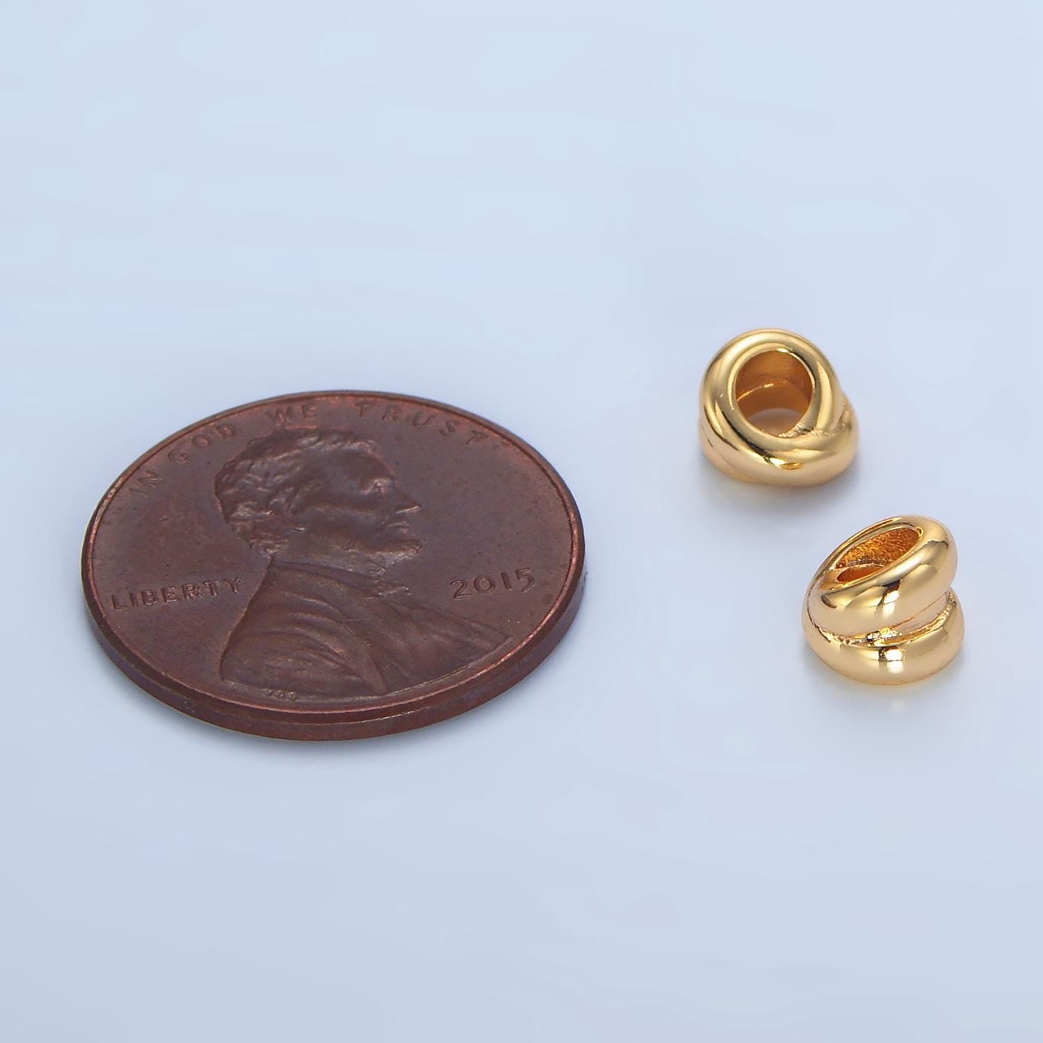 Minimalist 6mm double band 24k gold filled bead spacer | b-562