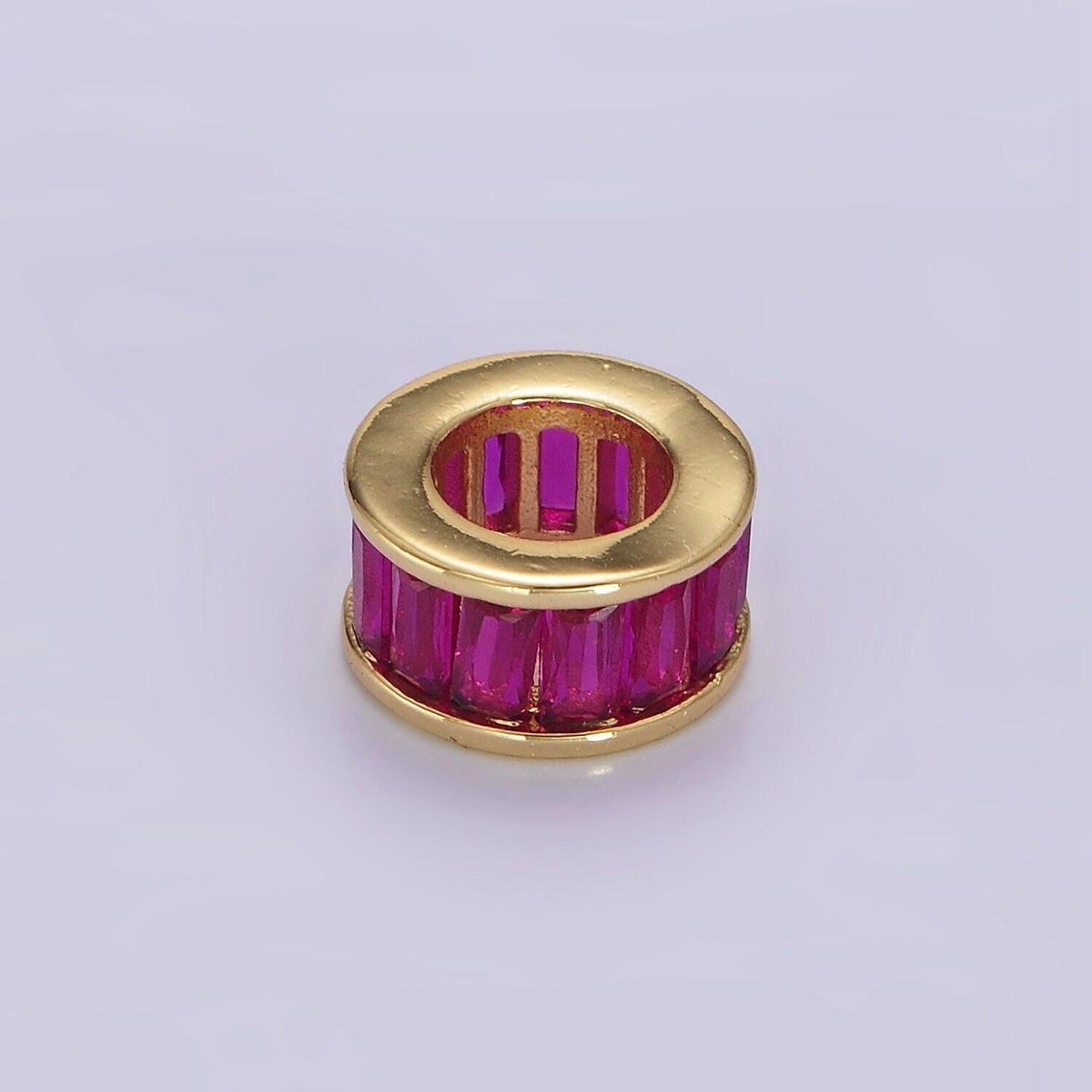 1pc gold filled baguette cz stone large hole round spacer beads 10mm birthstone charm for personalized necklace bracelet jewelry making b861