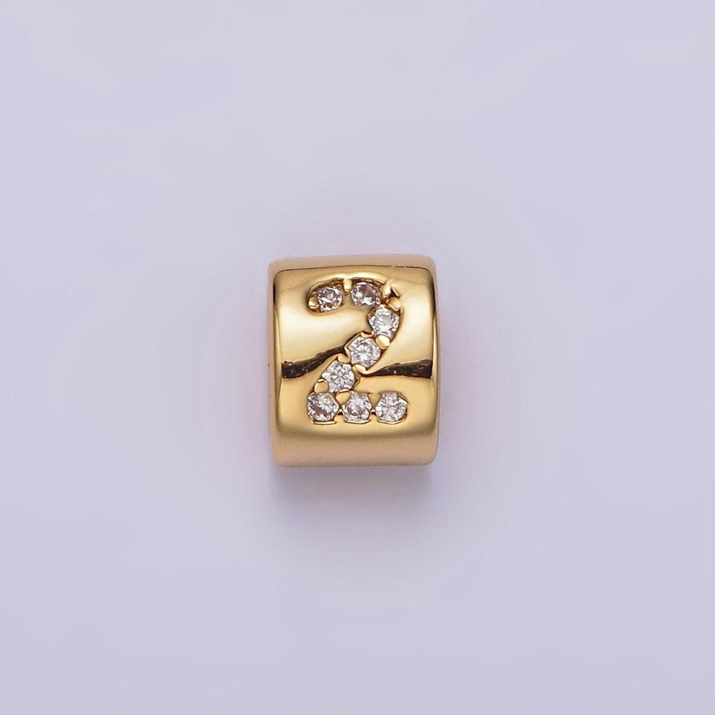 14k gold filled 0-9 number clear micro paved cz slider bead spacer | b-807~b-811