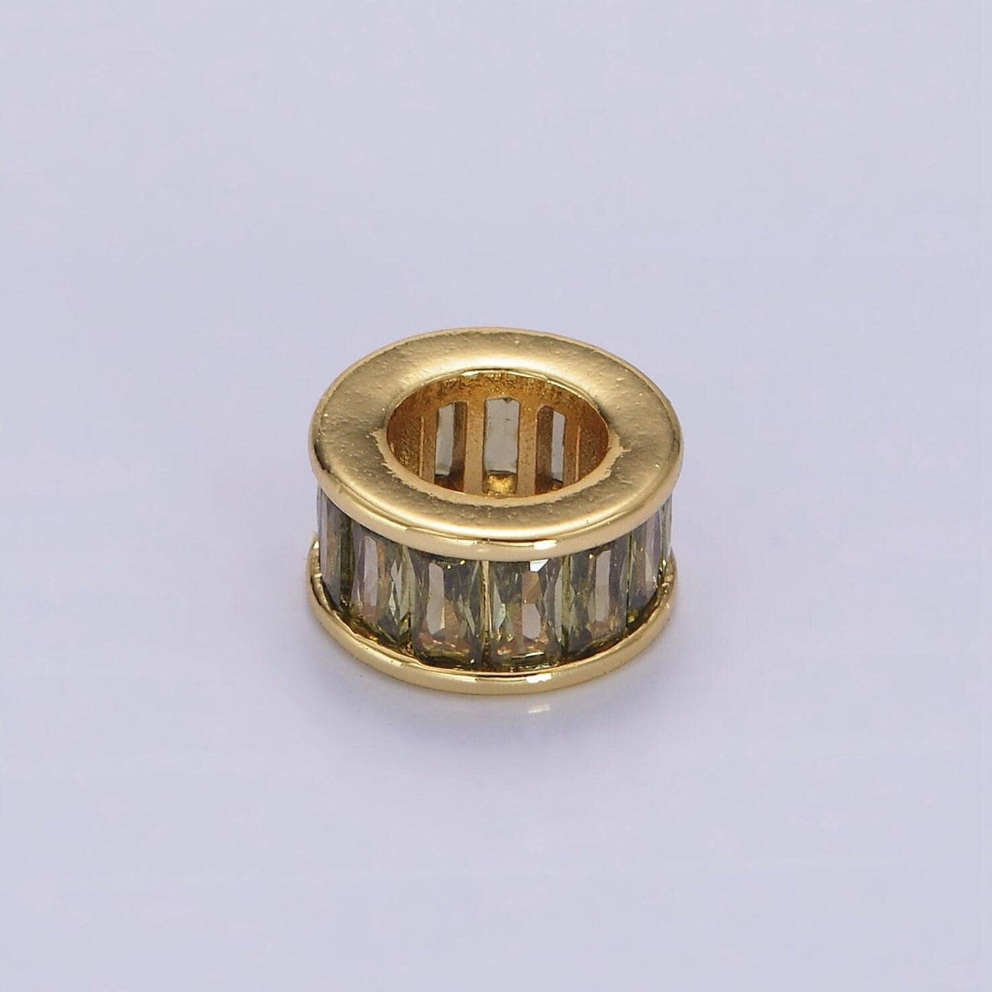 1pc gold filled baguette cz stone large hole round spacer beads 10mm birthstone charm for personalized necklace bracelet jewelry making b861