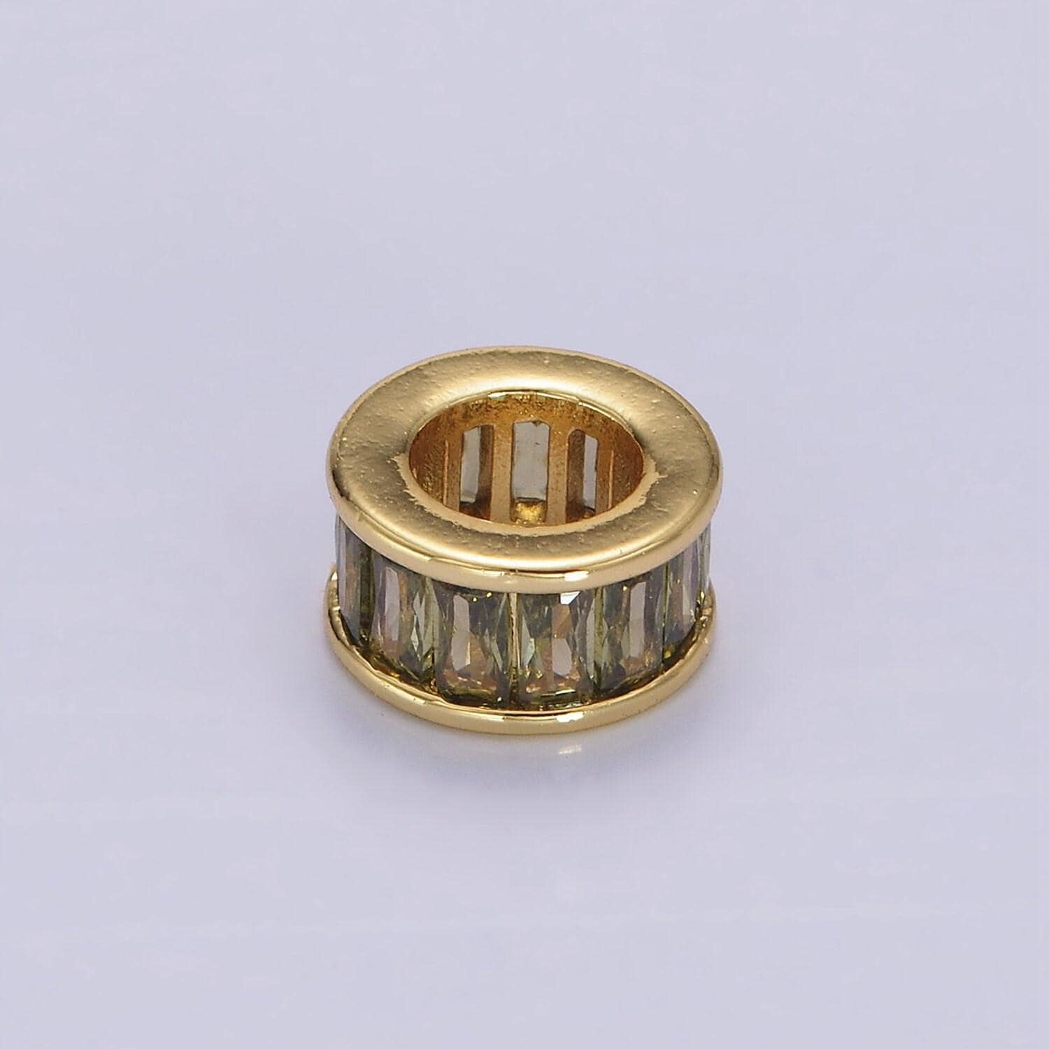 1pc gold filled baguette cz stone large hole round spacer beads 10mm birthstone charm for personalized necklace bracelet jewelry making b861