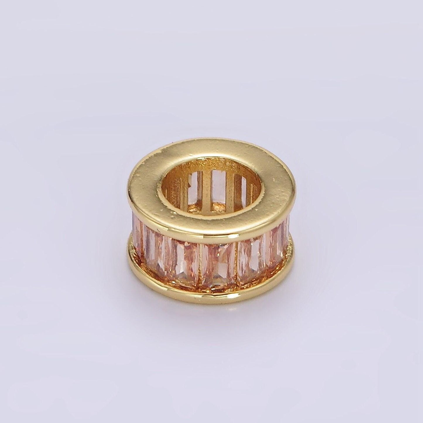 1pc gold filled baguette cz stone large hole round spacer beads 10mm birthstone charm for personalized necklace bracelet jewelry making b861