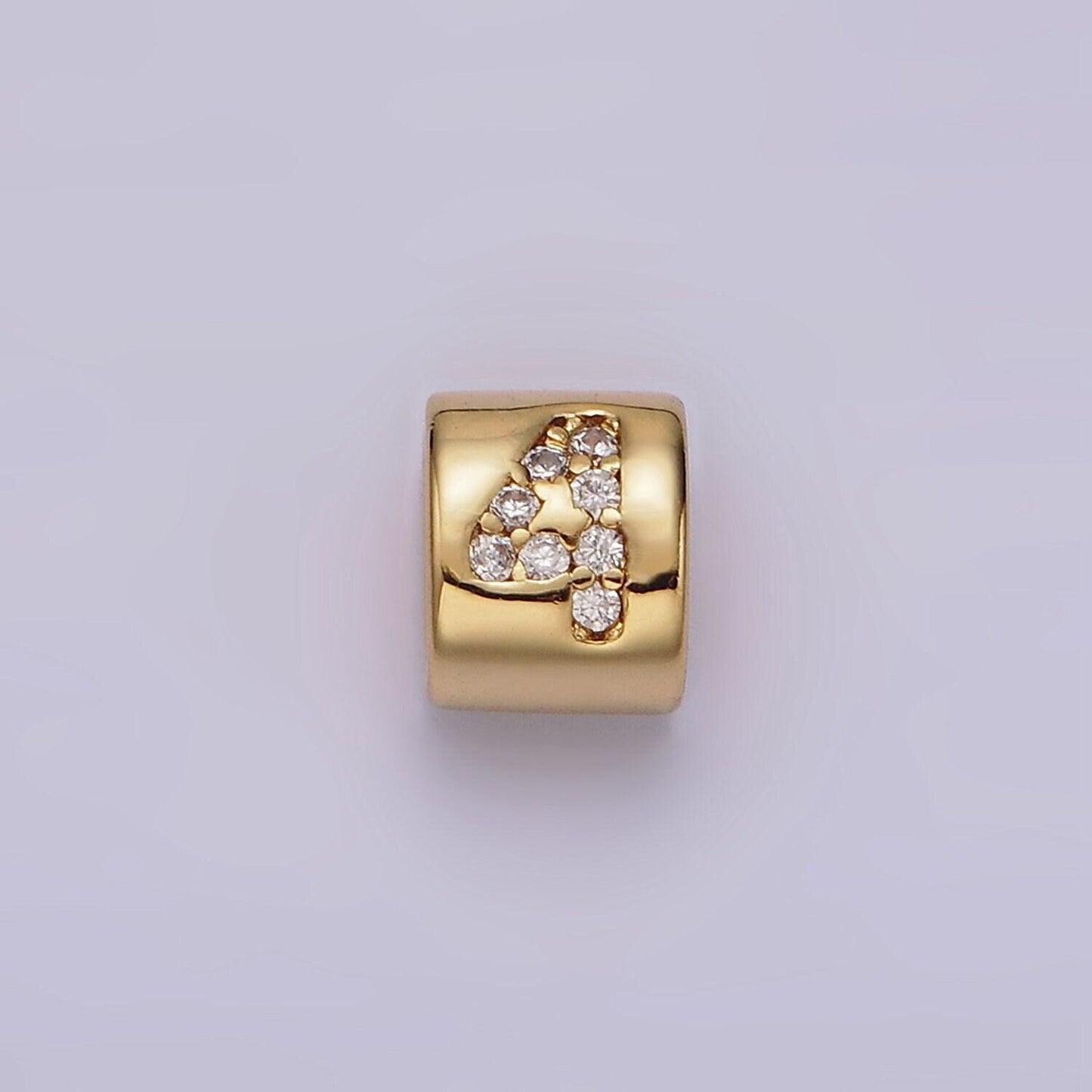 14k gold filled 0-9 number clear micro paved cz slider bead spacer | b-807~b-811