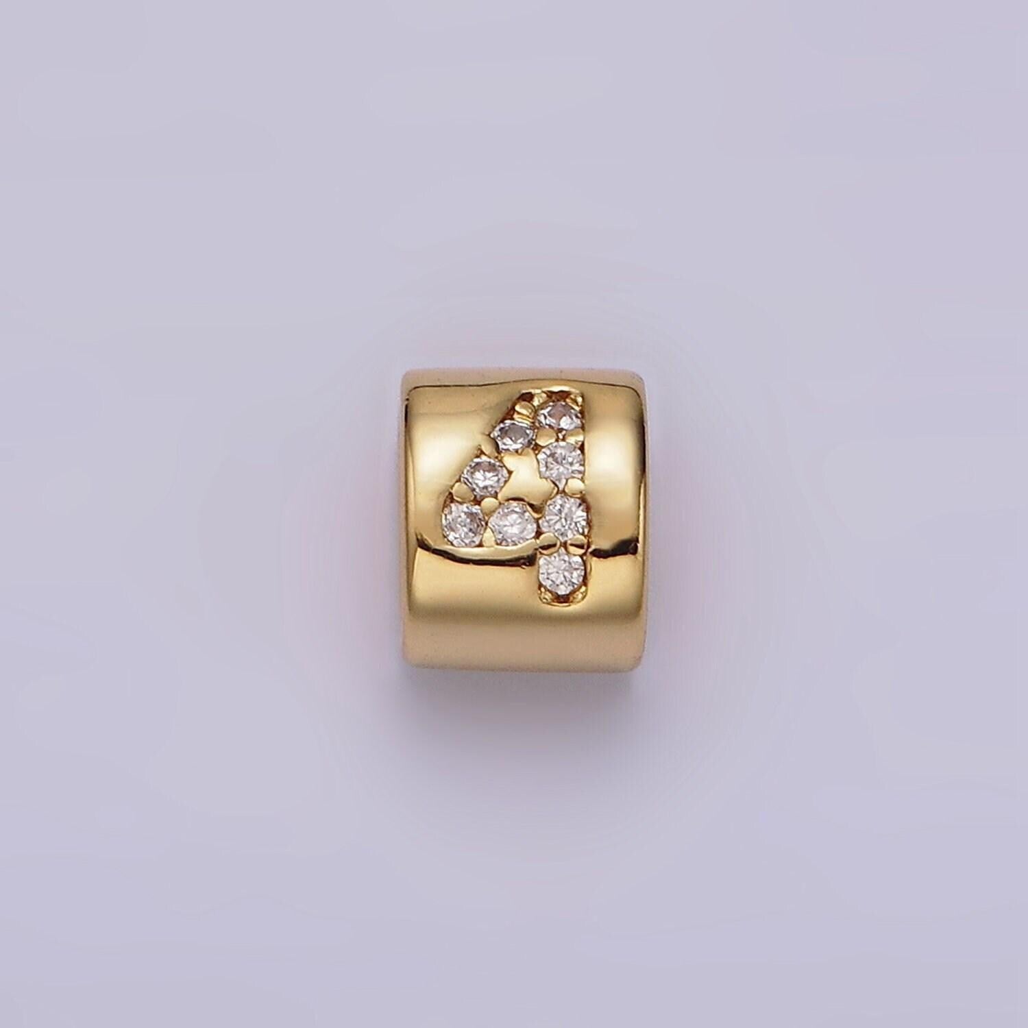 14k gold filled 0-9 number clear micro paved cz slider bead spacer | b-807~b-811