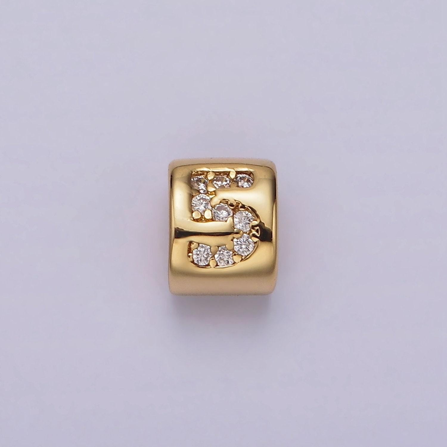 14k gold filled 0-9 number clear micro paved cz slider bead spacer | b-807~b-811