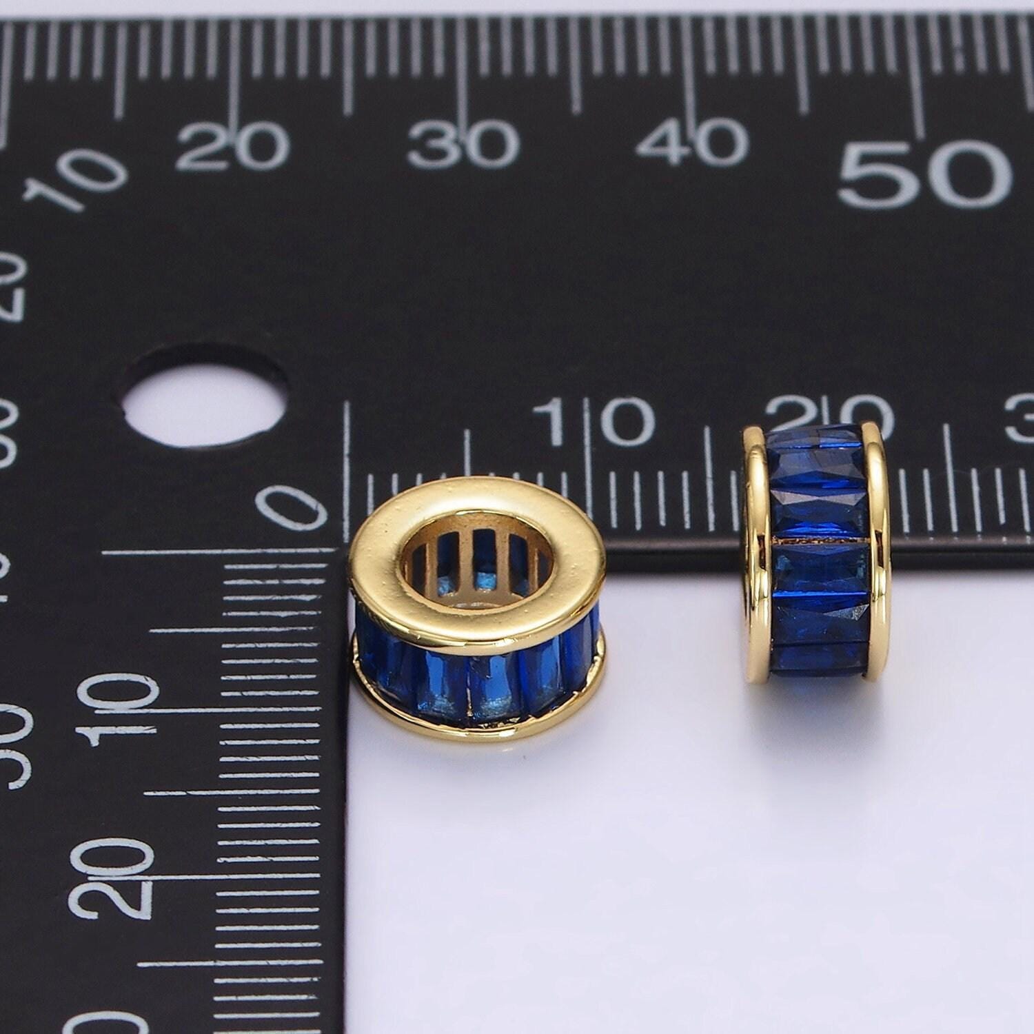 1pc gold filled baguette cz stone large hole round spacer beads 10mm birthstone charm for personalized necklace bracelet jewelry making b861