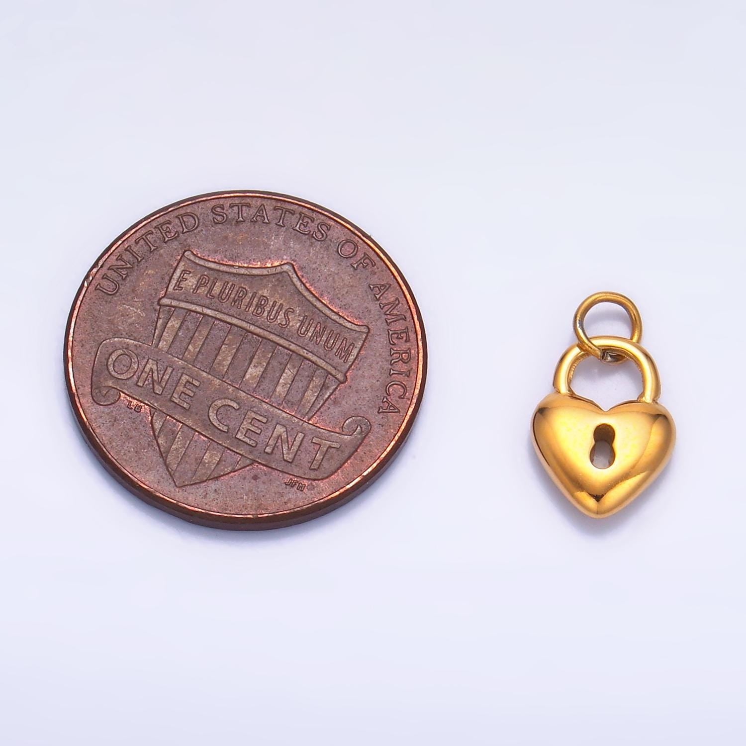 Stainless steel gold mini heart padlock minimalist charm key of my heart jewelry inspired | p1447
