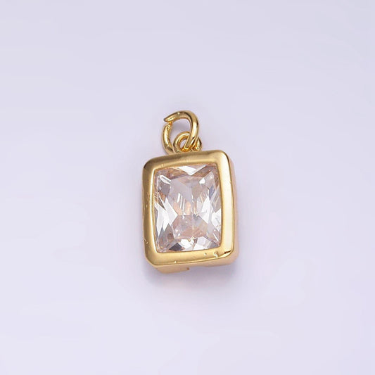 24k gold filled clear cz baguette bezel add-on charm | ac874