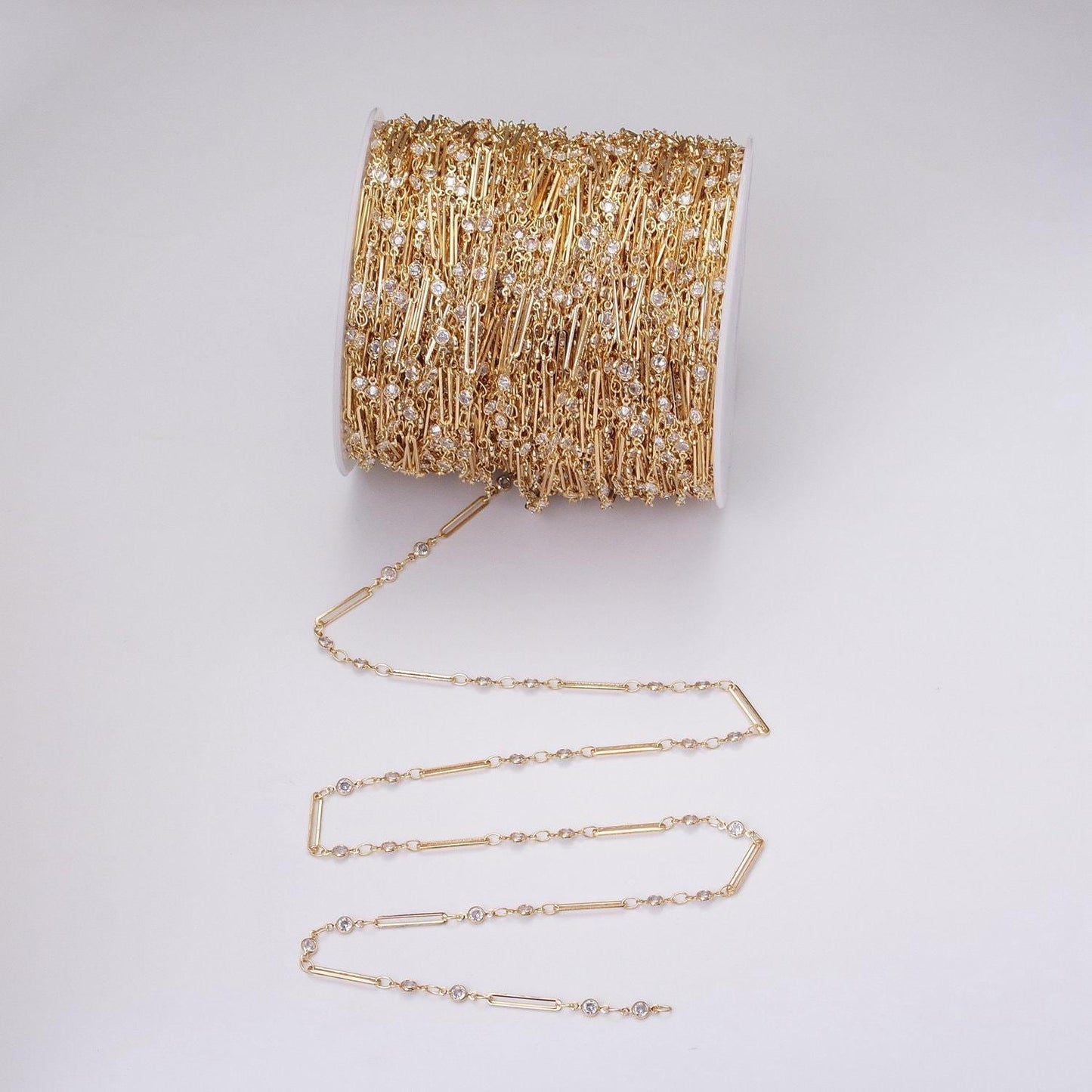 Fine gold filled chain round bezel cut chain by yard paper clip chain wholesale unfinished chain for jewelry making roll-1329