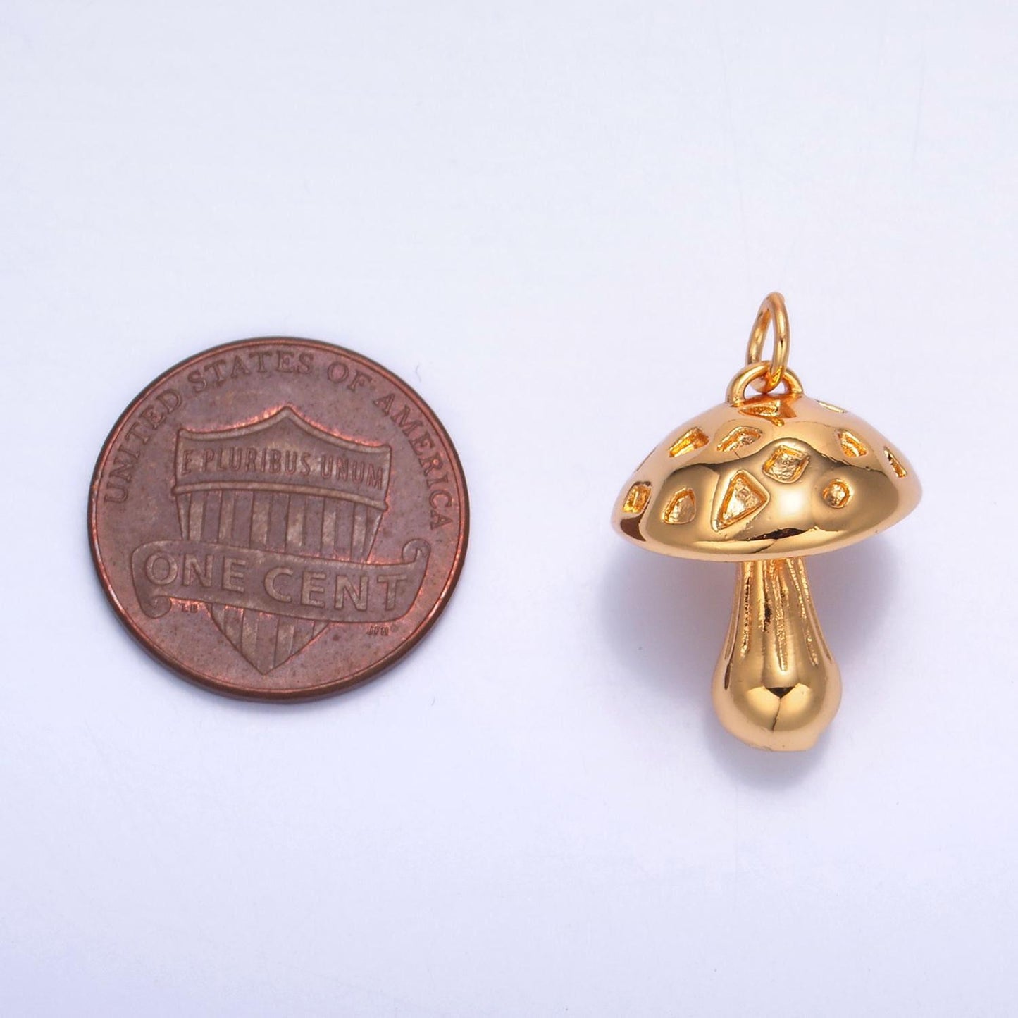 Tiny little gold small mushroom charm mini shroomie charm fantasy plant jewelry supplies w260