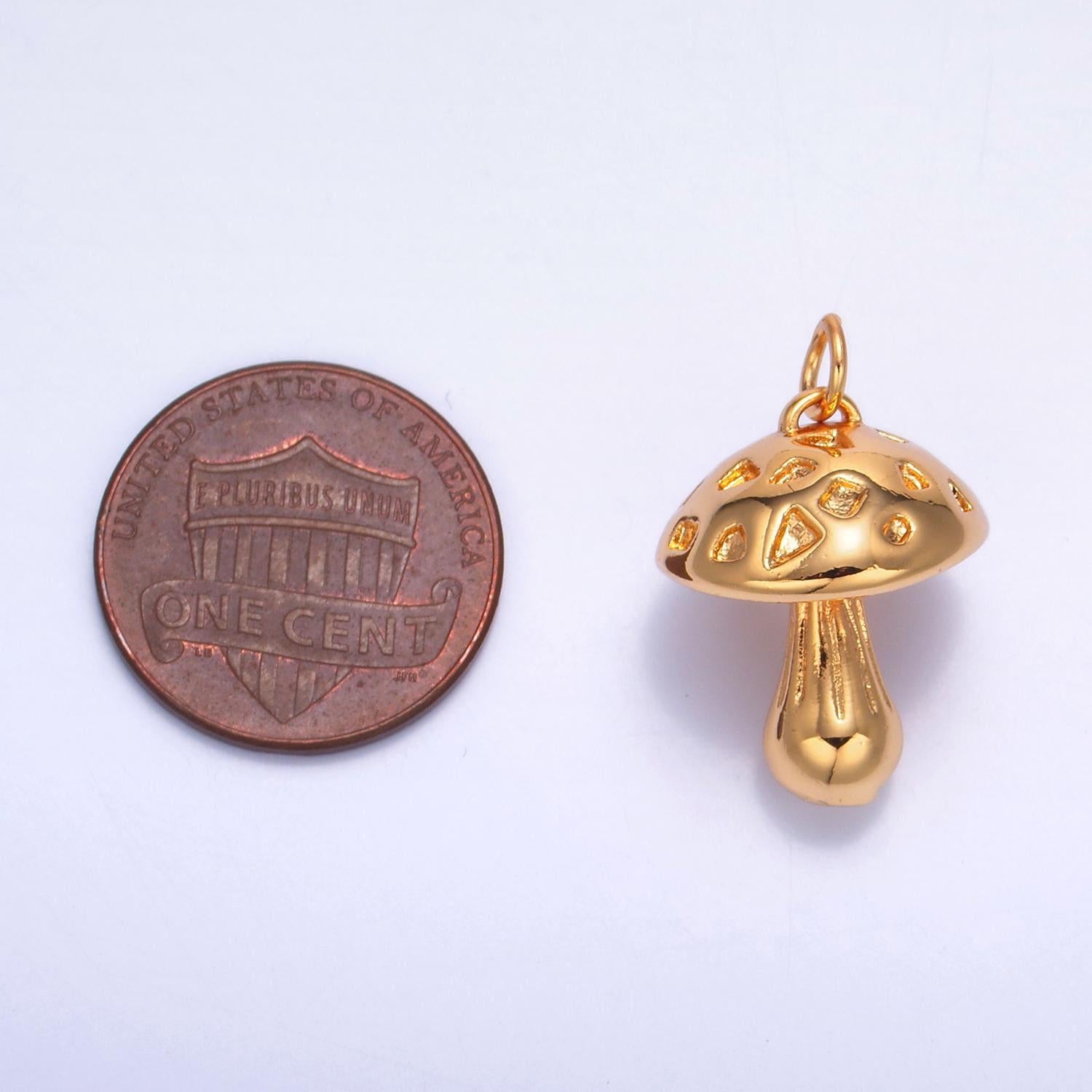 Tiny little gold small mushroom charm mini shroomie charm fantasy plant jewelry supplies w260