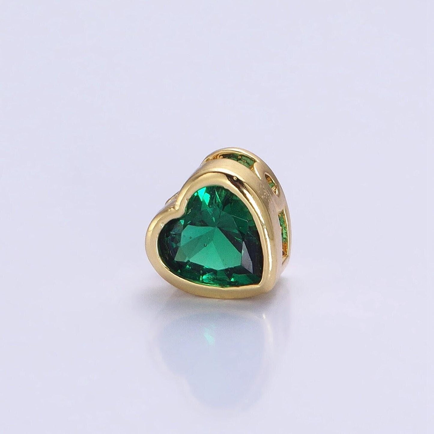 7mm gold plated dainty cz heart spacer bead, gold geometric spacer beads cz, small colorful spacers for bracelet necklace | b-250
