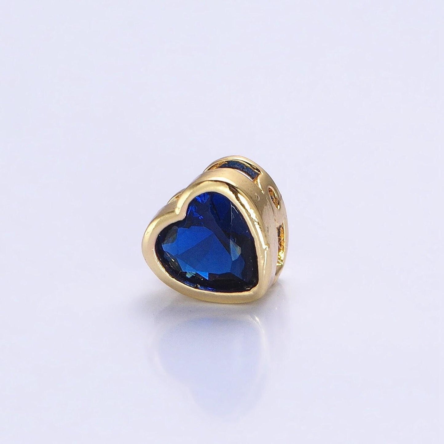 7mm gold plated dainty cz heart spacer bead, gold geometric spacer beads cz, small colorful spacers for bracelet necklace | b-250