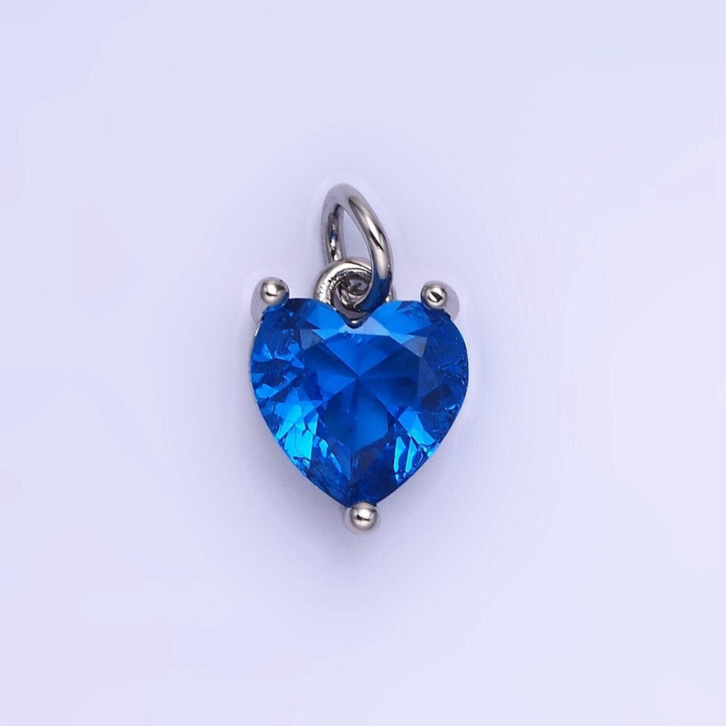 14k gold filled 8mm cz cubic zirconia heart charm in gold & silver | w566 - w581