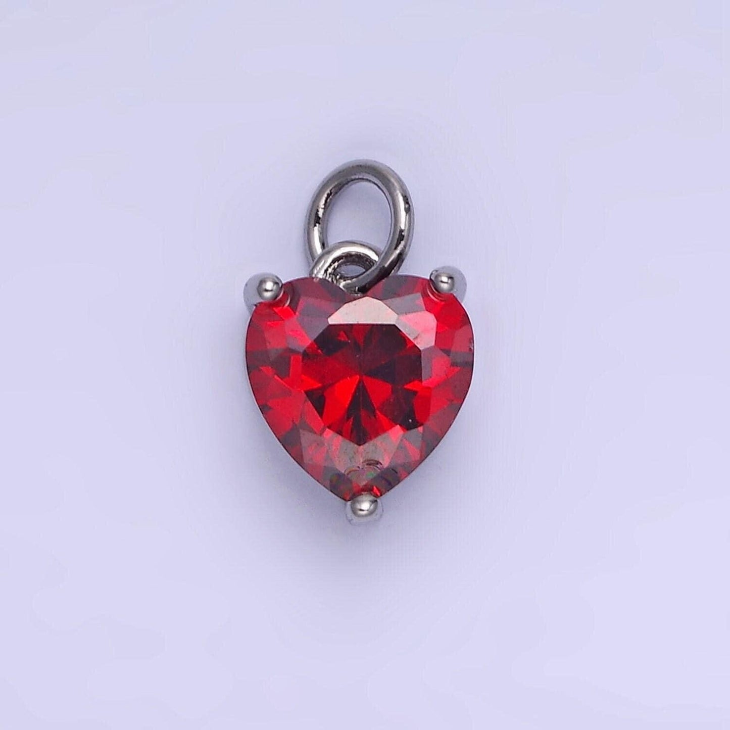 14k gold filled 8mm cz cubic zirconia heart charm in gold & silver | w566 - w581