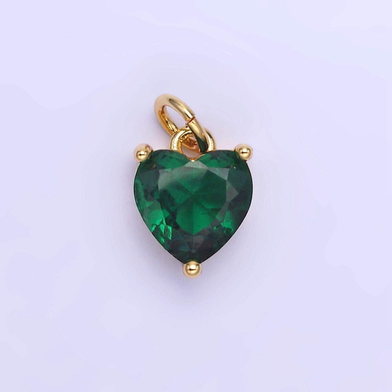 14k gold filled 8mm cz cubic zirconia heart charm in gold & silver | w566 - w581