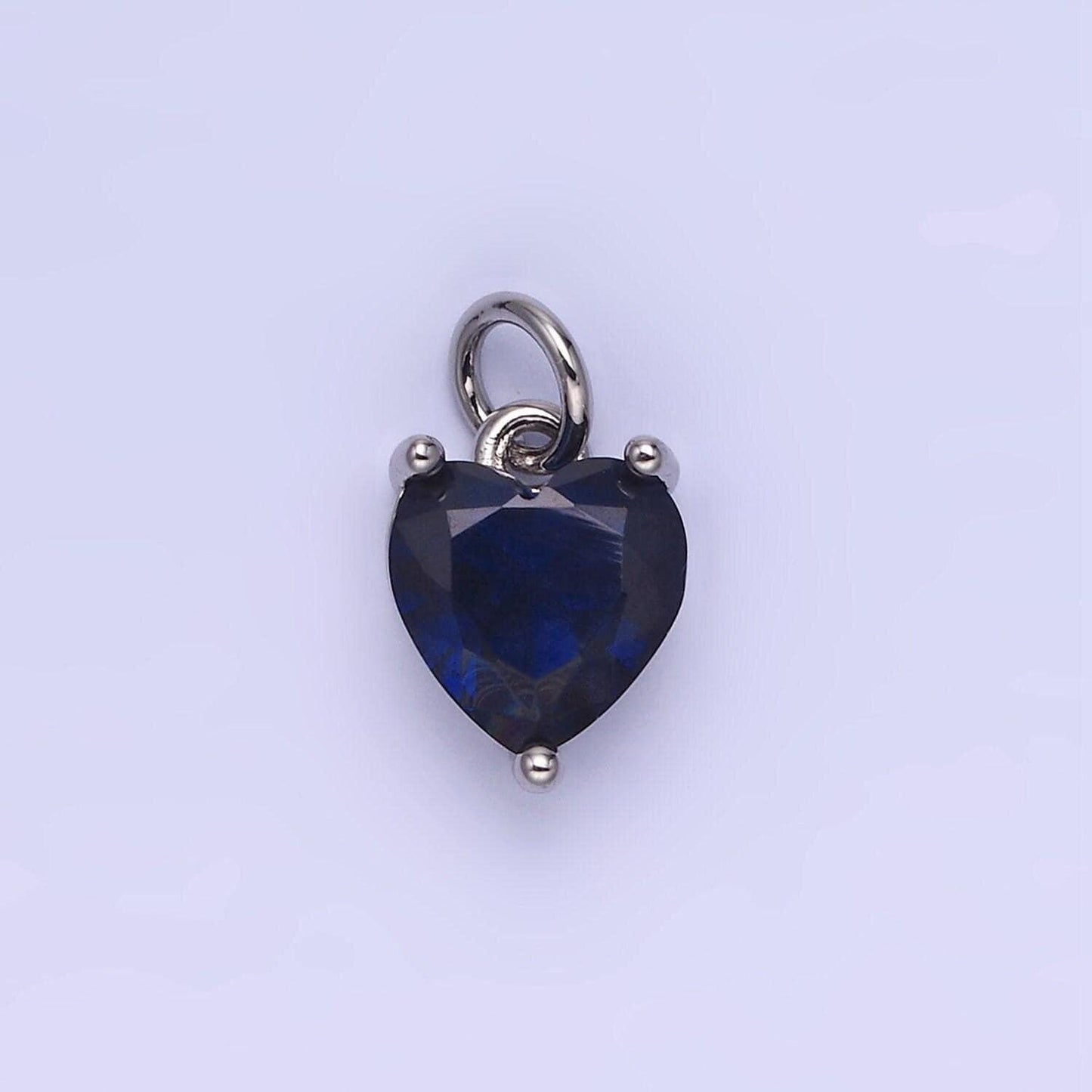 14k gold filled 8mm cz cubic zirconia heart charm in gold & silver | w566 - w581