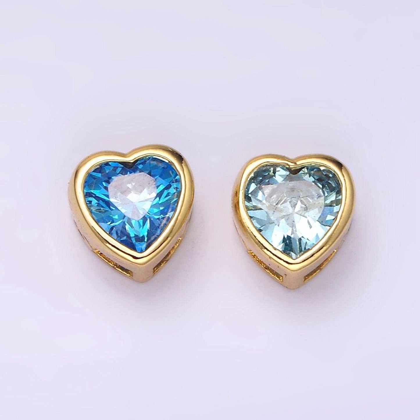 7mm gold plated dainty cz heart spacer bead, gold geometric spacer beads cz, small colorful spacers for bracelet necklace | b-250