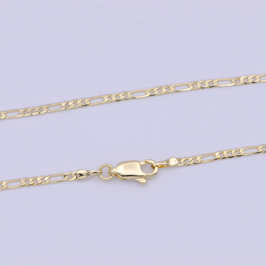 1.9mm gold figaro chain necklace, 14k gold filled various length figaro link ready to wear necklace | wa-1117, -1151, -1154