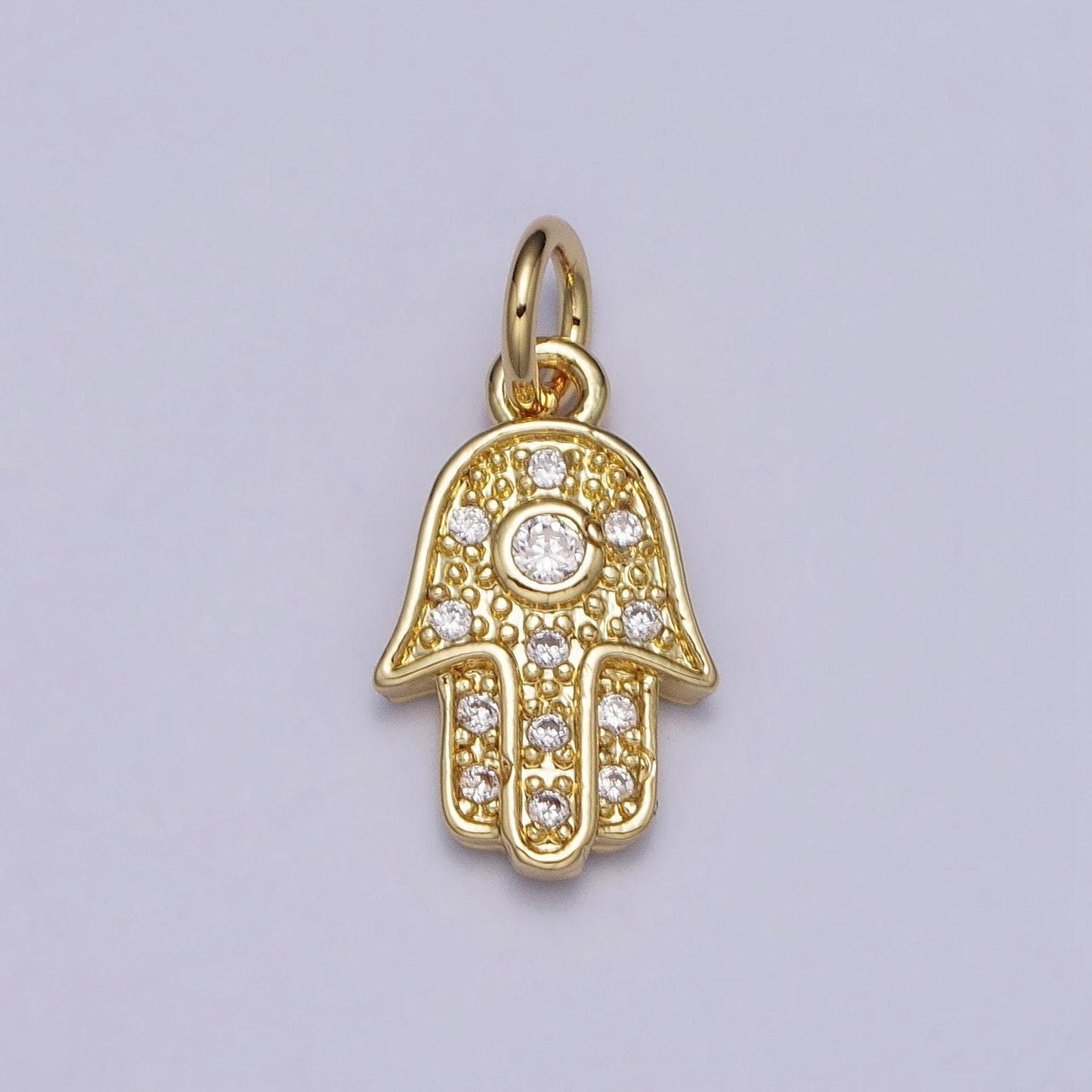 Tiny hamsa hand charm cubic hand pendant gold plated for earring bracelet necklace component ac-201