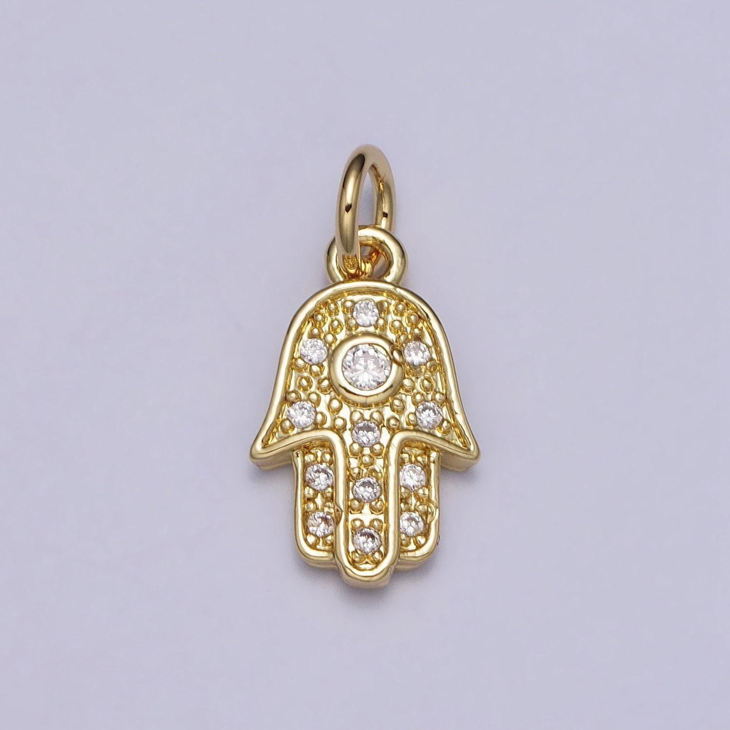Tiny hamsa hand charm cubic hand pendant gold plated for earring bracelet necklace component ac-201