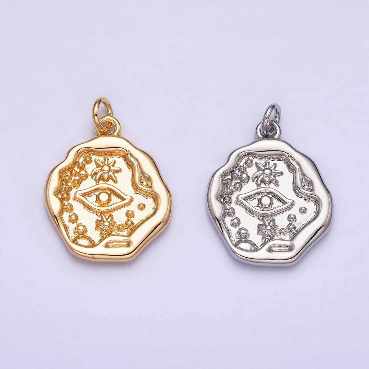 Gold sun charm, gold evil eye pendant, abstract charm sun pendant, sunshine charm, bohemian jewelry ac1249