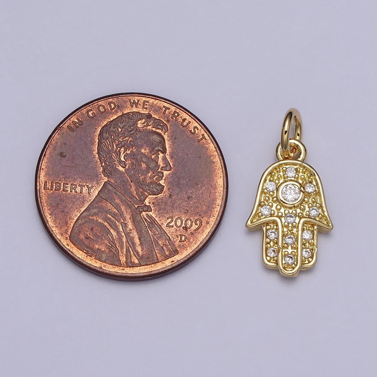 Tiny hamsa hand charm cubic hand pendant gold plated for earring bracelet necklace component ac-201