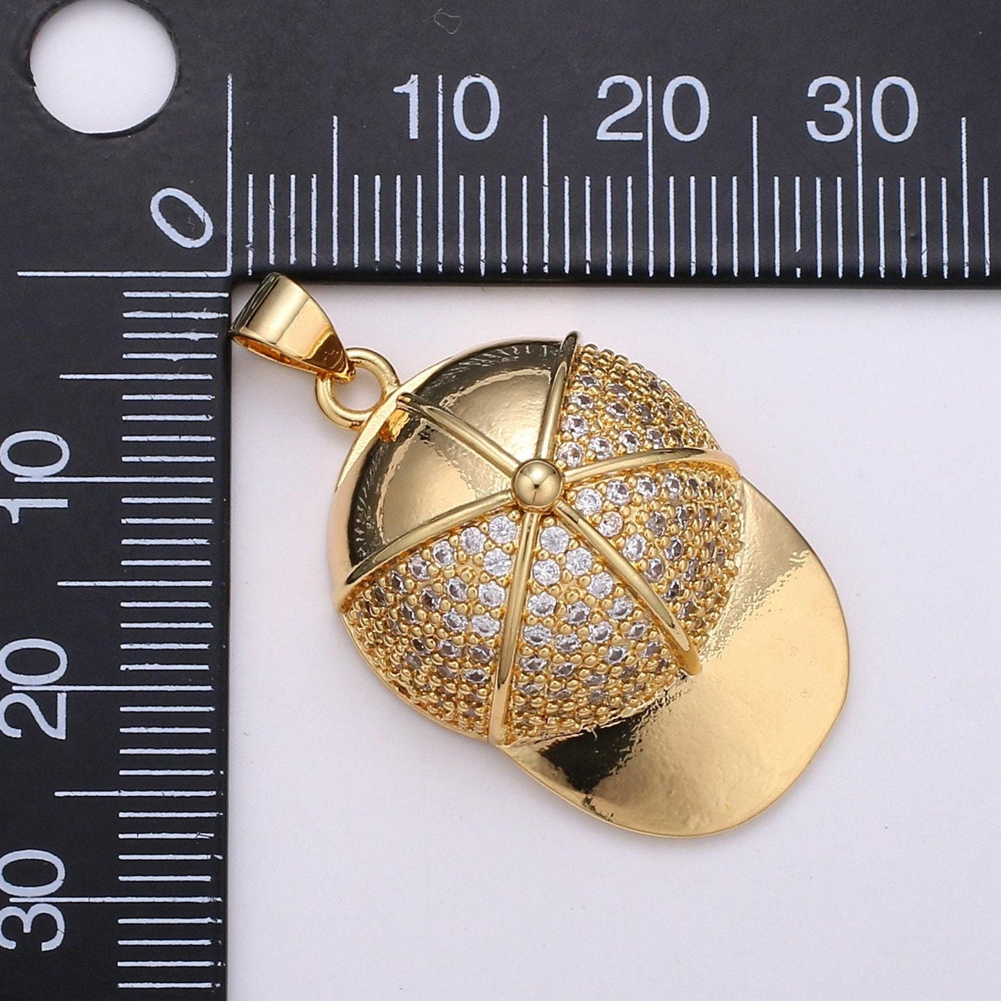 Cz micro pave baseball cap shape pendant necklace charm, cubic zirconia gold filled charm, hip hop men necklace charm pendant j-139