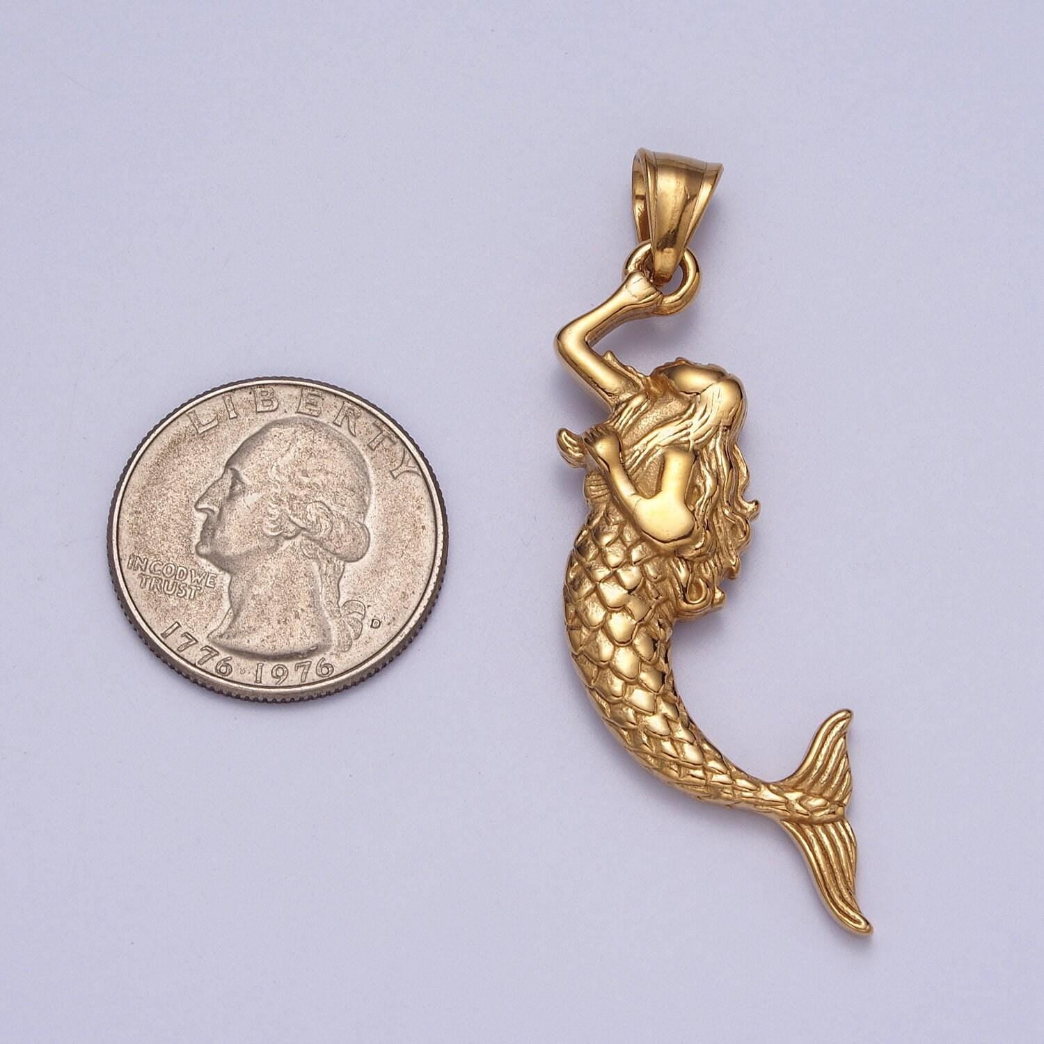 Gold mermaid charm under the sea inspired jewelry beach ocean charm, wholesale jewelry making supply j386