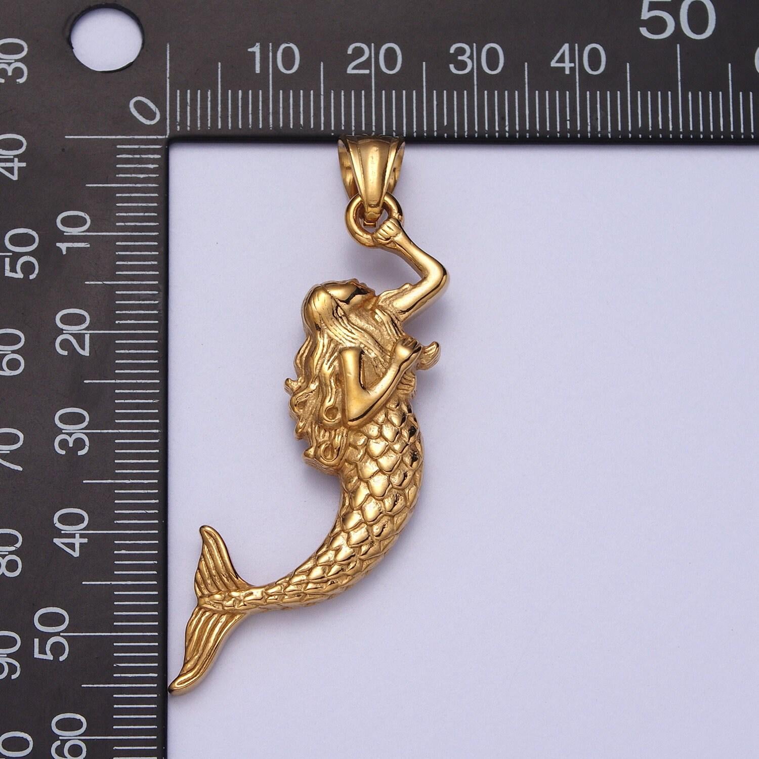 Gold mermaid charm under the sea inspired jewelry beach ocean charm, wholesale jewelry making supply j386
