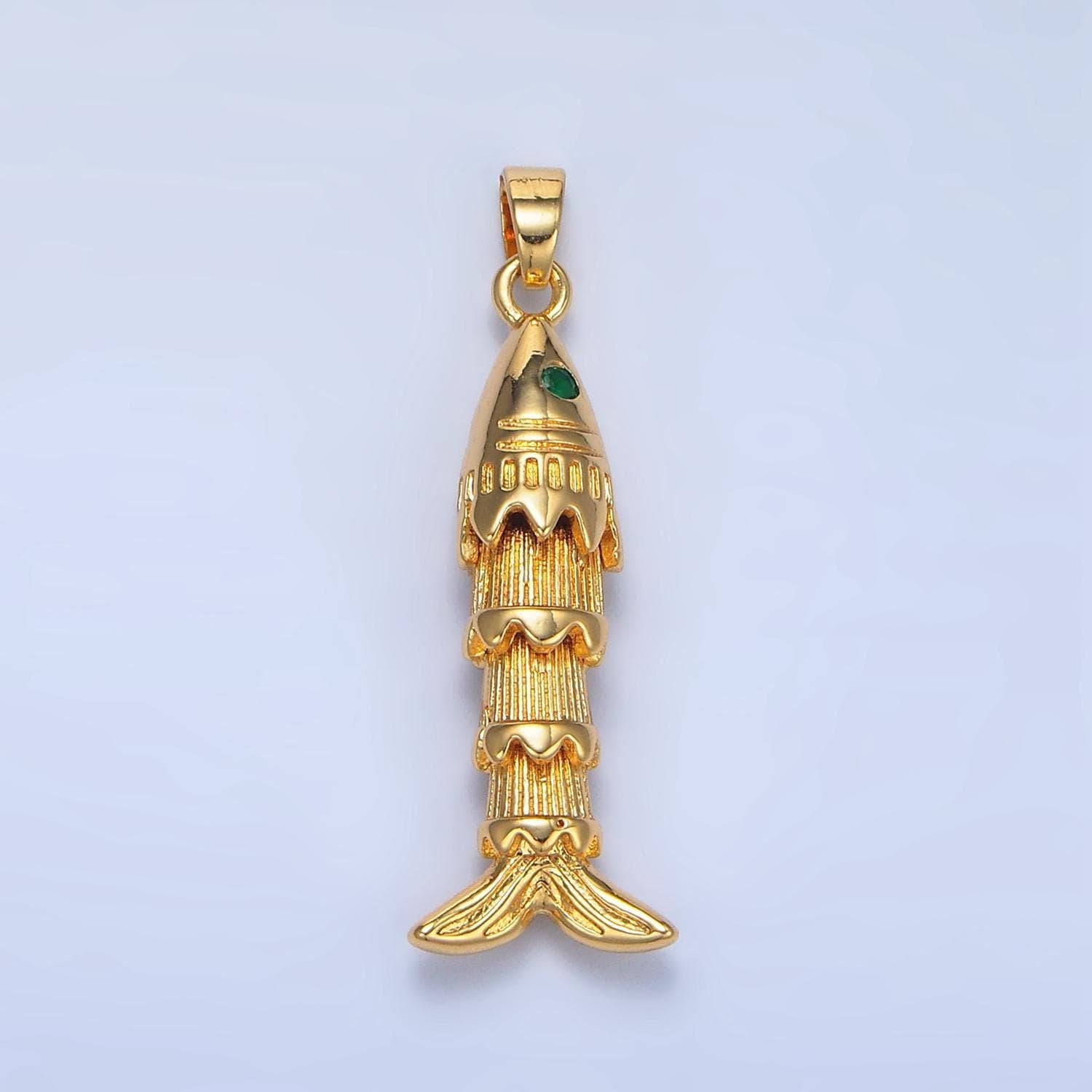 3d movable fish 24k gold filled pendant articulated sardine fish charm for necklace fish lover gift aa967