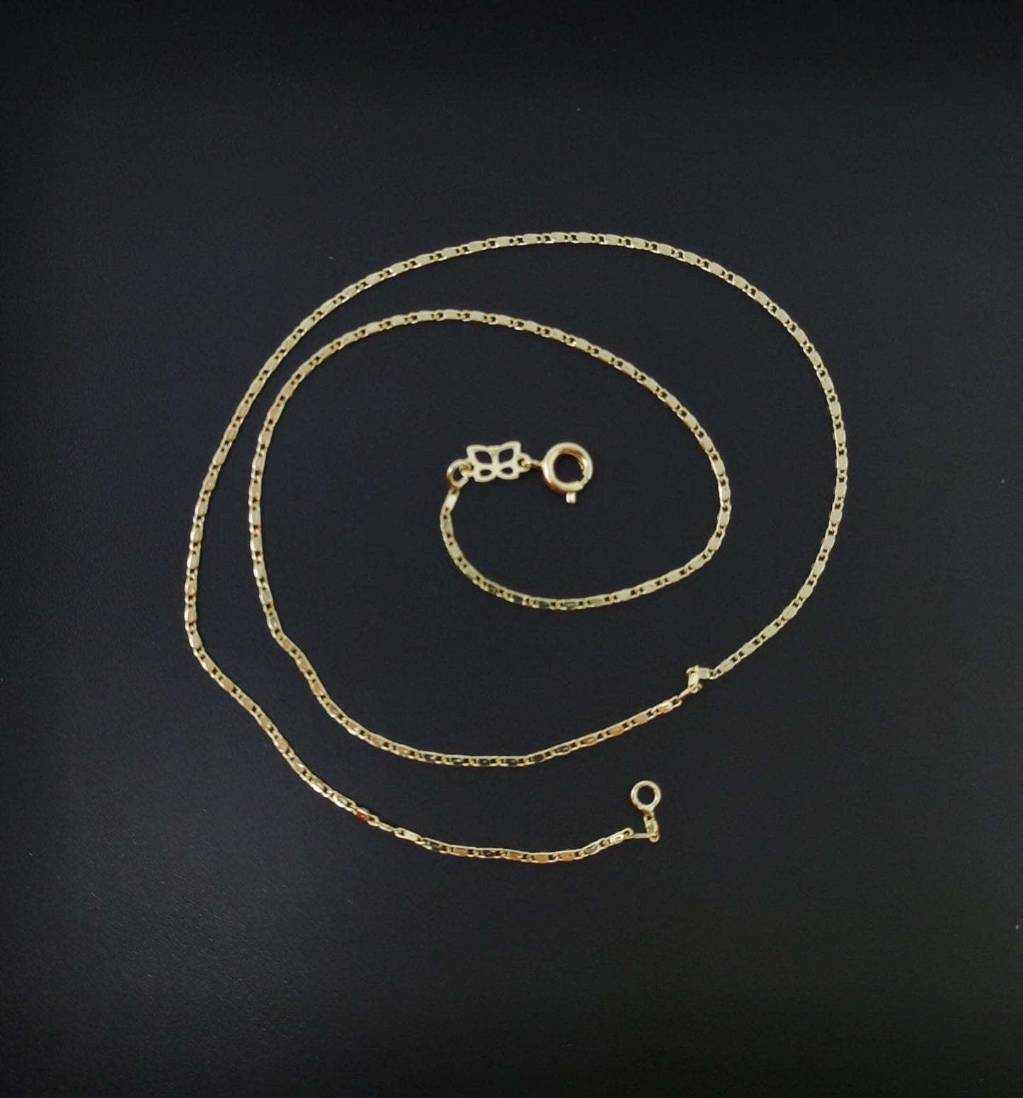 18" gold chain necklace, fine scroll gold chain, simple 14k gold fill necklace, thin plain women's necklace 18 inch women's chain