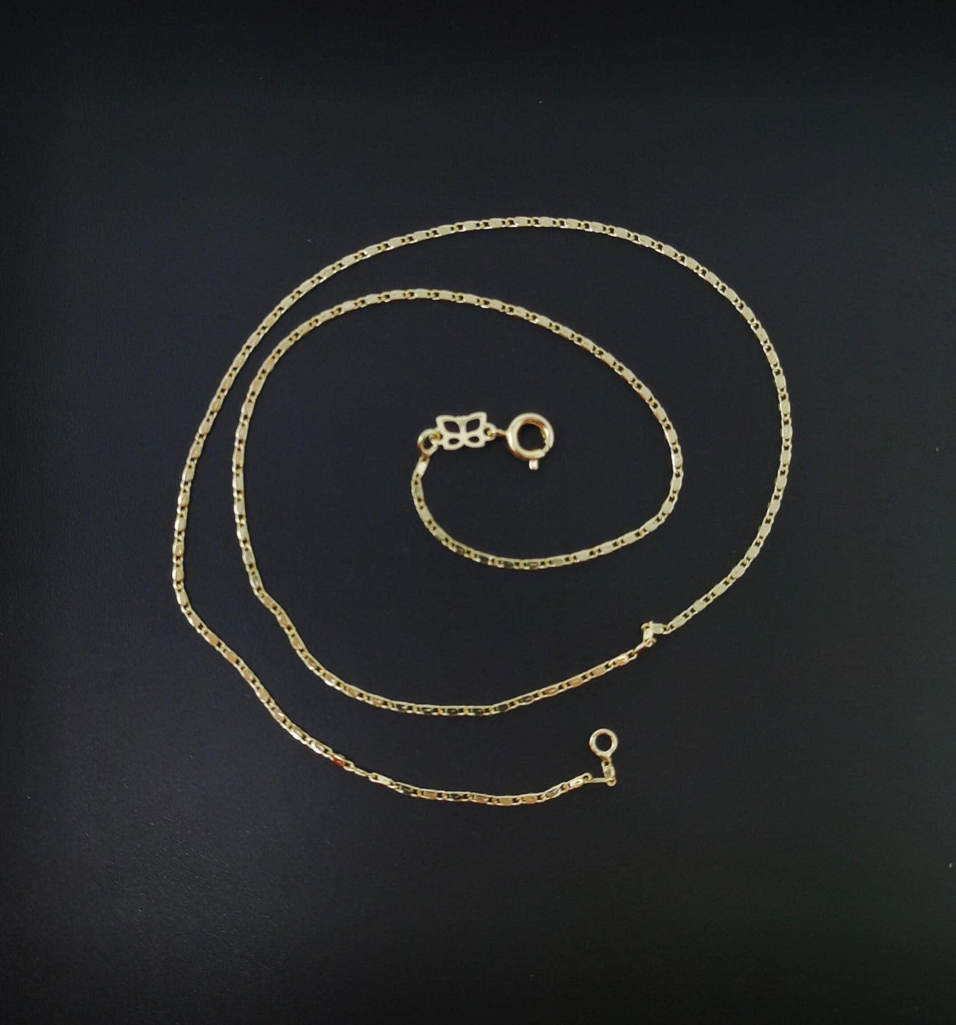18" gold chain necklace, fine scroll gold chain, simple 14k gold fill necklace, thin plain women's necklace 18 inch women's chain