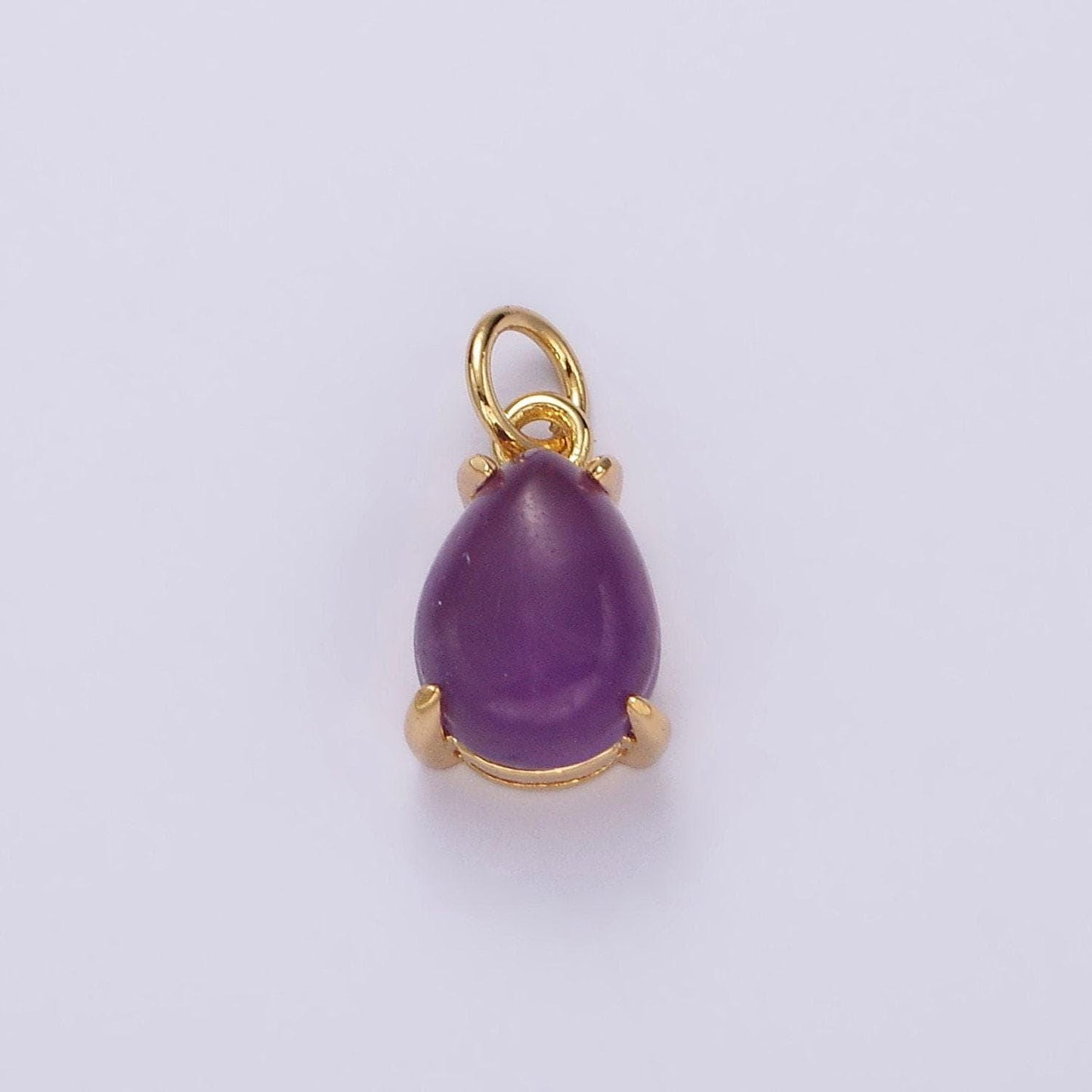 14k gold filled 10mm rose quartz, amethyst teardrop bezel minimalist charm | ag445 ag446