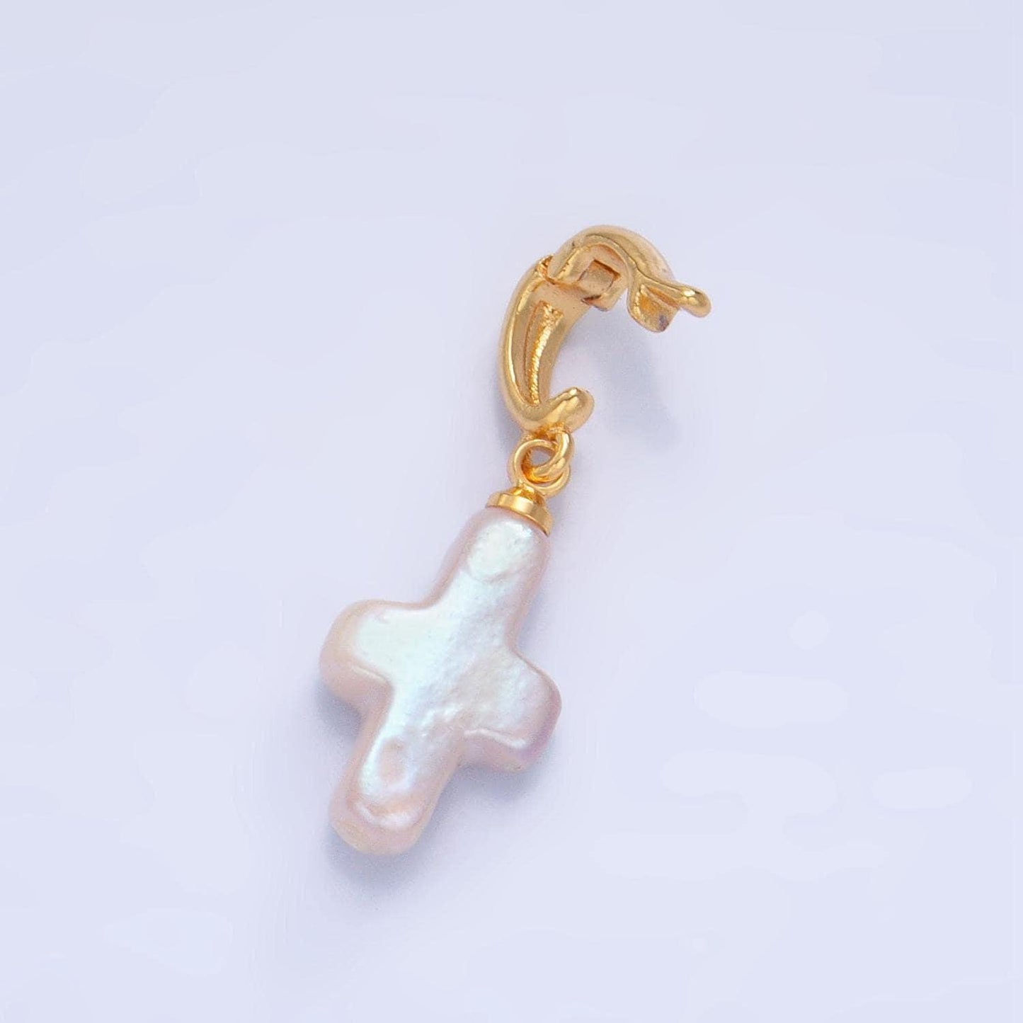 Mini cross pearls charm gold baroque freshwater white pearls for necklace bracelet earring religious jewelry making minimalist p1918